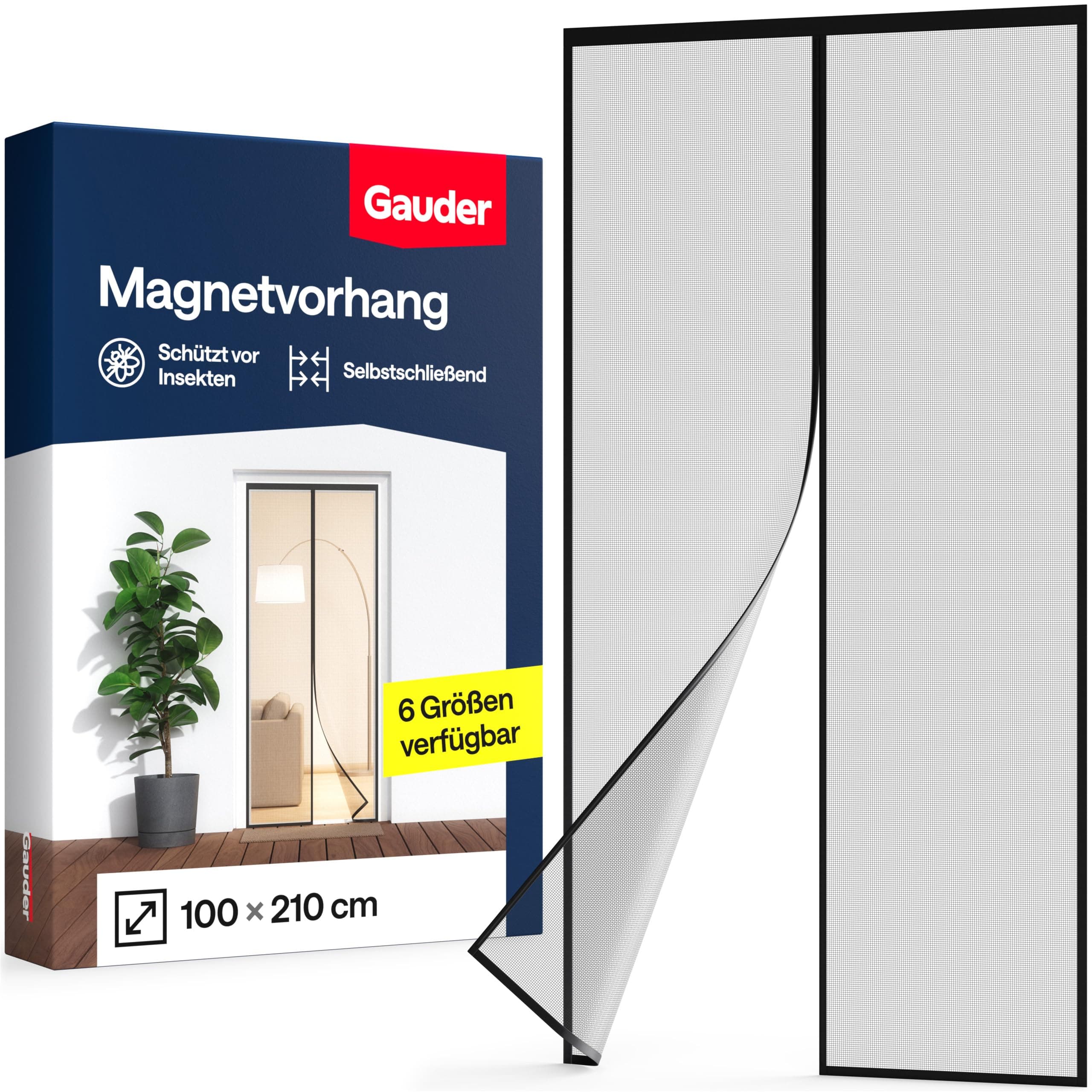 GAUDER Fliegengitter Balkontür schwarz - Magnetische Fliegengitter Tür ohne Bohren - Insektenschutz für Terrassentür - Selbstschließender Fliegenvorhang mit Magnet (100 x 210 cm - schwarz) Angebot bei HelloDeals