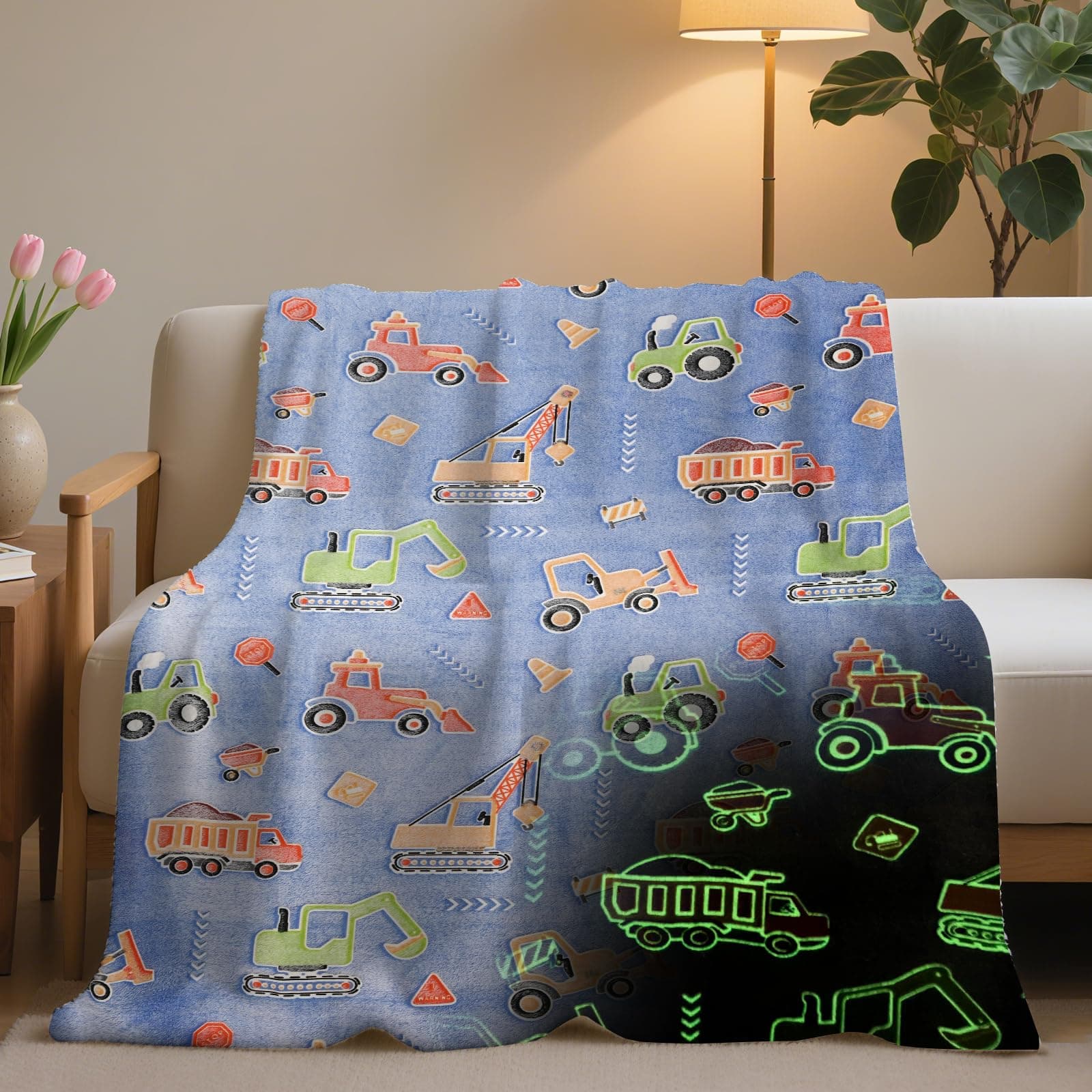 Kuscheldecke Kinder Einhorn/Dinosaurier/Weltraum Decke, kuscheldecke leuchtet im Dunkeln, warme Decke Flauschige Geschenke für Jungs mädchen Sofa Kinderdecke (Digger, 150x200cm) Digger 150x200cm Angebot bei HelloDeals