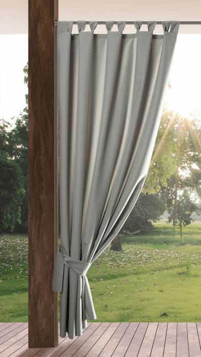 Eurofirany Garden Outdoor Vorhang mit Klett-Schlaufen, 1 Stück, Blickdicht & Wetterfest, UV-Schutz, für Balkon Terrasse Pergola Pavillon, H200 x B155 cm, Hellgrau Klett-Schlaufen H200 x B155 cm (1er Pack) Hellgrau Angebot bei HelloDeals