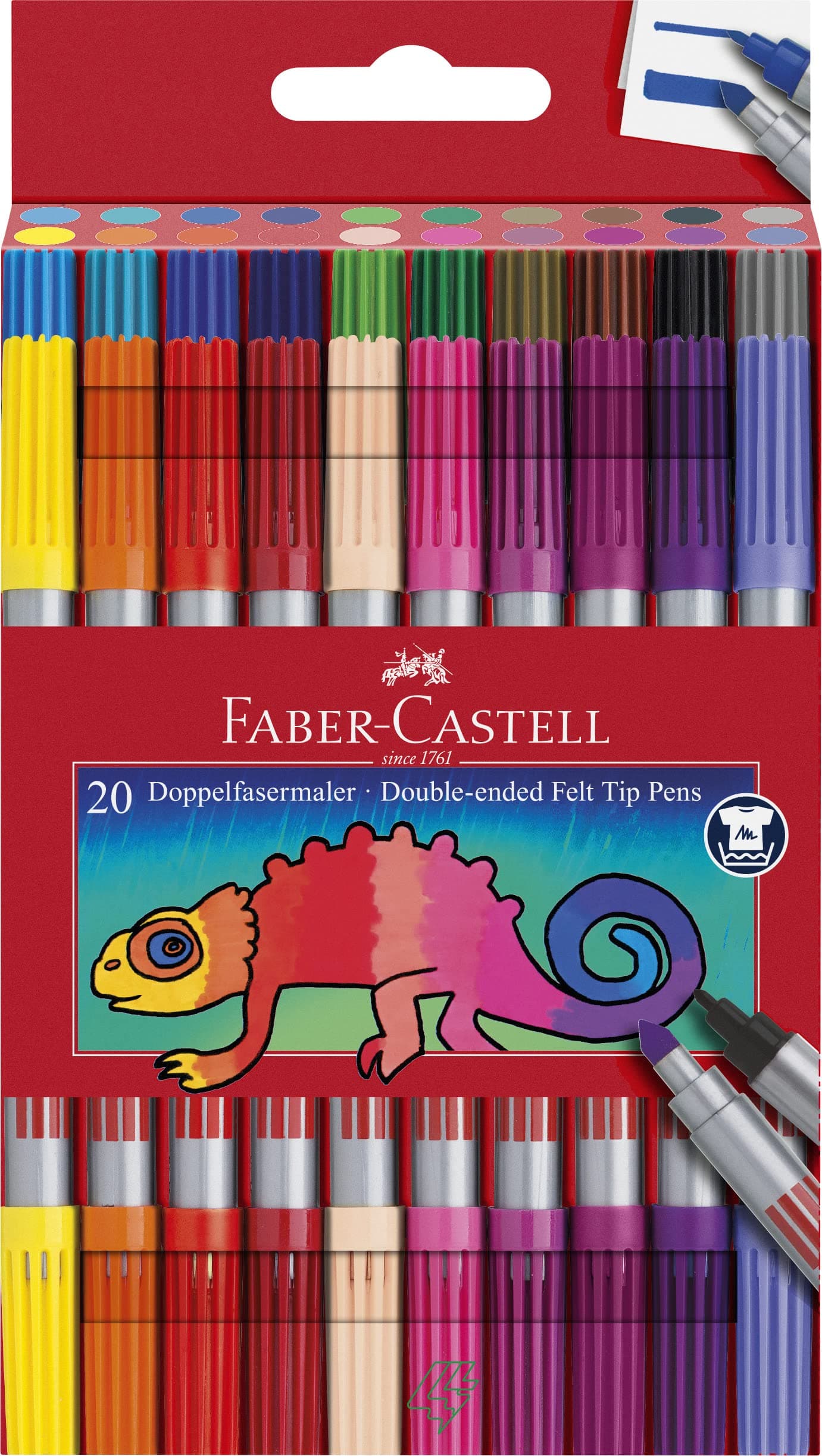Faber-Castell 151119 - Filzstifte Set 20-teilig, Doppelfasermaler für Kinder und Erwachsene | Mit feiner und breiter Spitze - Malstifte für Kinder und Erwachsene 20 tlg Angebot bei HelloDeals