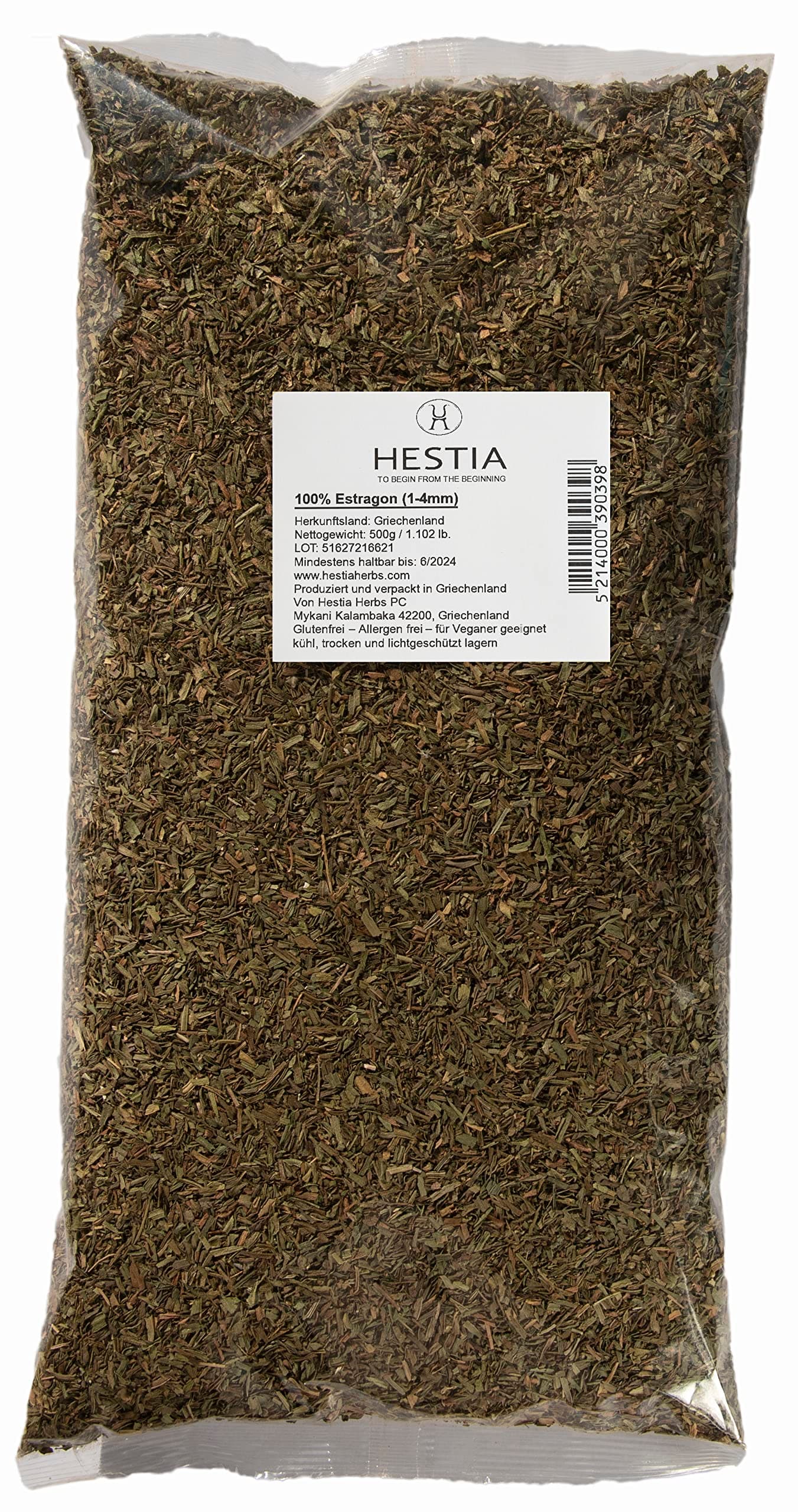 Hestia Herbs Griechischer Estragon 500 g – Allergenfrei & Vegan | Aromatische Würze für Fisch, Geflügel, Dressings und feine mediterrane Saucen Angebot bei HelloDeals