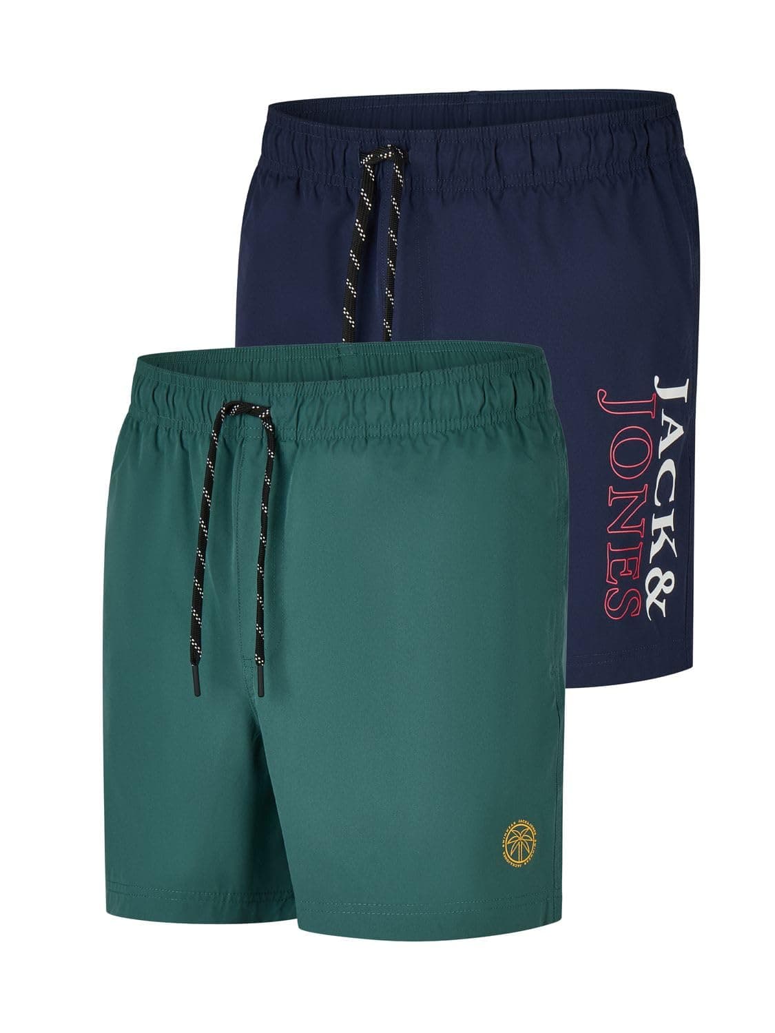JACK & JONES Badehose Herren lang Regular fit Badeshorts 2er Pack JPSTMAUI Swim Mix Kurze Hosen Schwimmhose Shorts Schwarz Blau Grün Orange Rot S M L XL XXL 3XL L Pack 4 (Mallard Green) Angebot bei HelloDeals