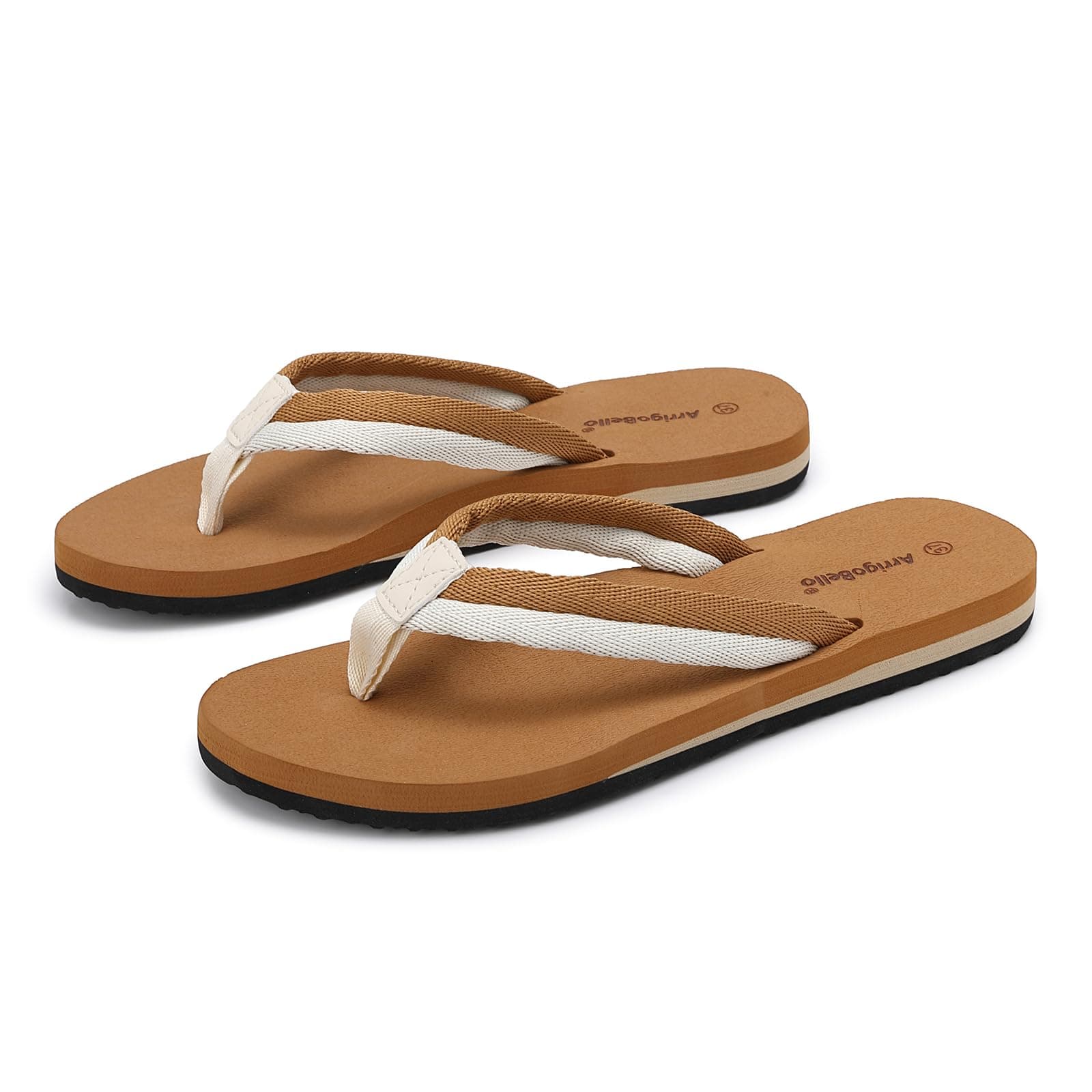 AX BOXING Flip Flops Damen Zehentrenner Sandalen Sommer Badelatschen Bequeme Pantoletten Strand Rutschfest EU36-41 Braun 40 EU Angebot bei HelloDeals