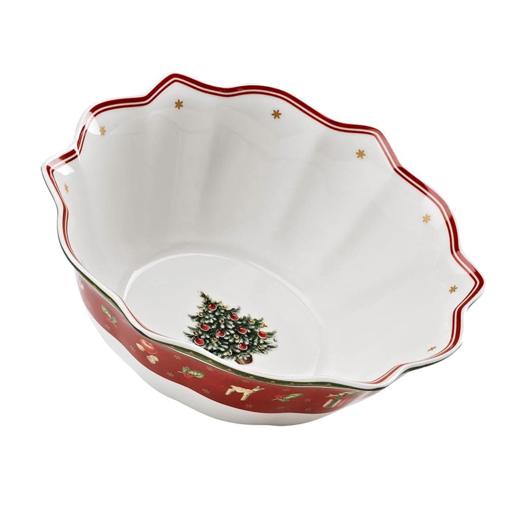 Villeroy & Boch - Toy's Delight Schüssel 32 cm Rot und Weiß, Mikrowellensicher, Weihnachtsgeschirr, Servierschale, Teller für Snacks oder Gebäck, Schüssel Keramik, Schale, Geschirr, Premium Porzellan Schüssel Groß Angebot bei HelloDeals