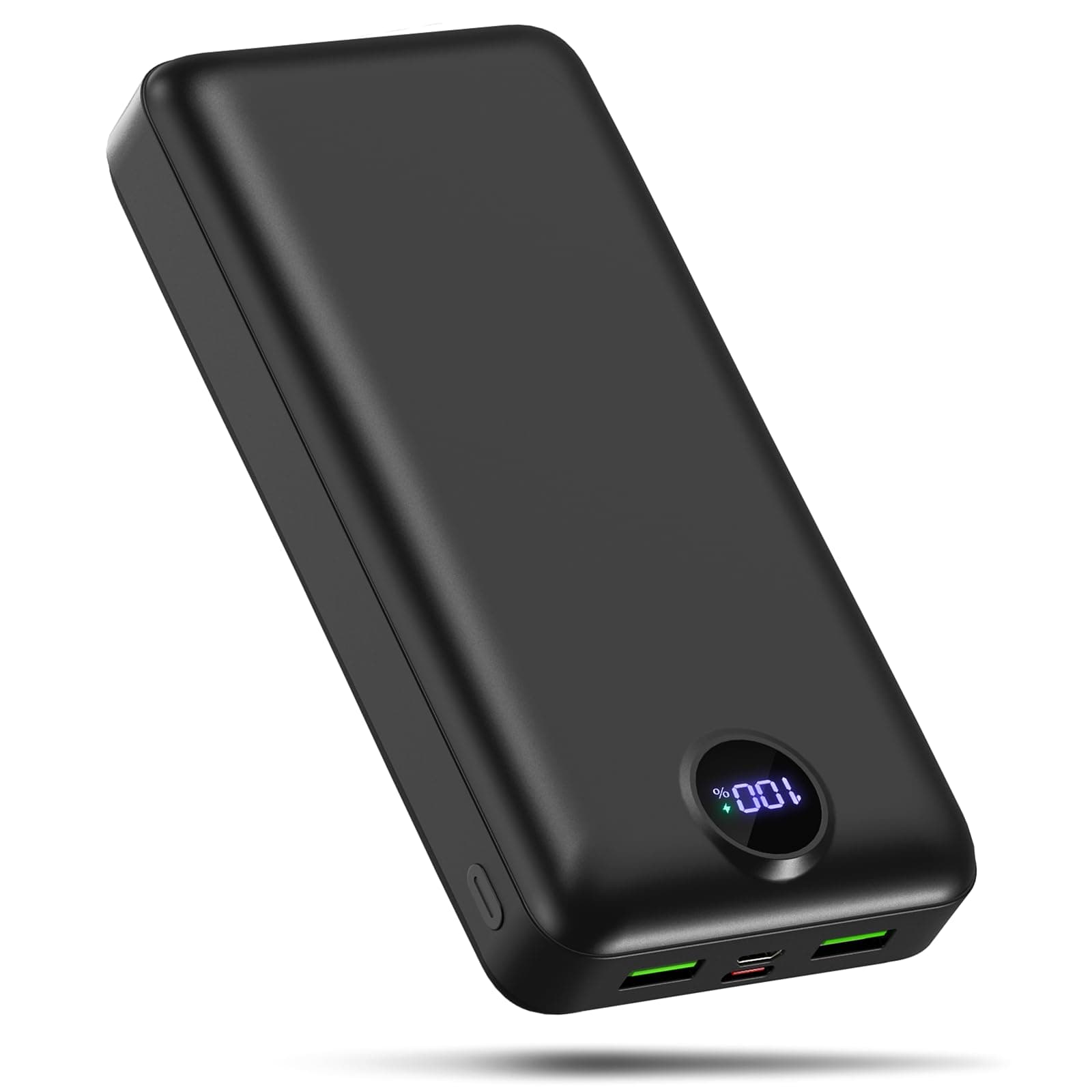 PowerBank 50000mAh große kapazität,3 in 1 Ladekabel 22,5W schnelles Aufladen externer Akku USB-C 3 Ausgänge und 2 Eingänge LED Display Power Bank kompatibel mit iPad iPhone Android usw Black Large Schwarz Angebot bei HelloDeals