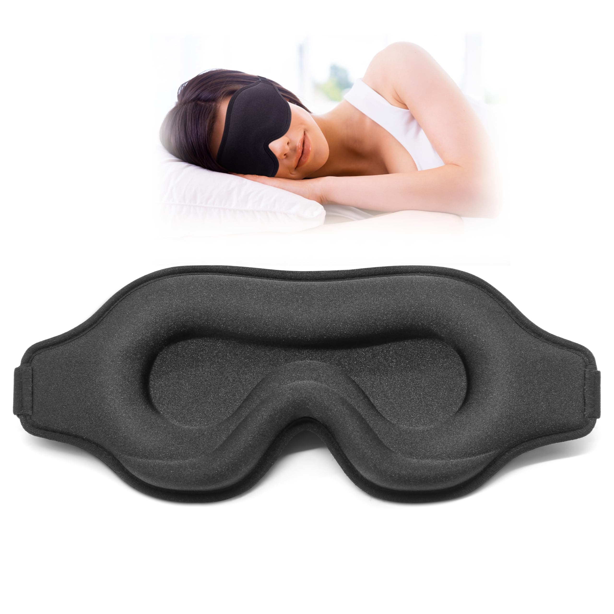 3D-Schlafmaske mit Ohrstöpseln - Lichtdichte & Bequeme Augenmaske für Herren & Damen, Ideal für Flugzeug, Reise & Seitenschläfer, Schwarz Angebot bei HelloDeals