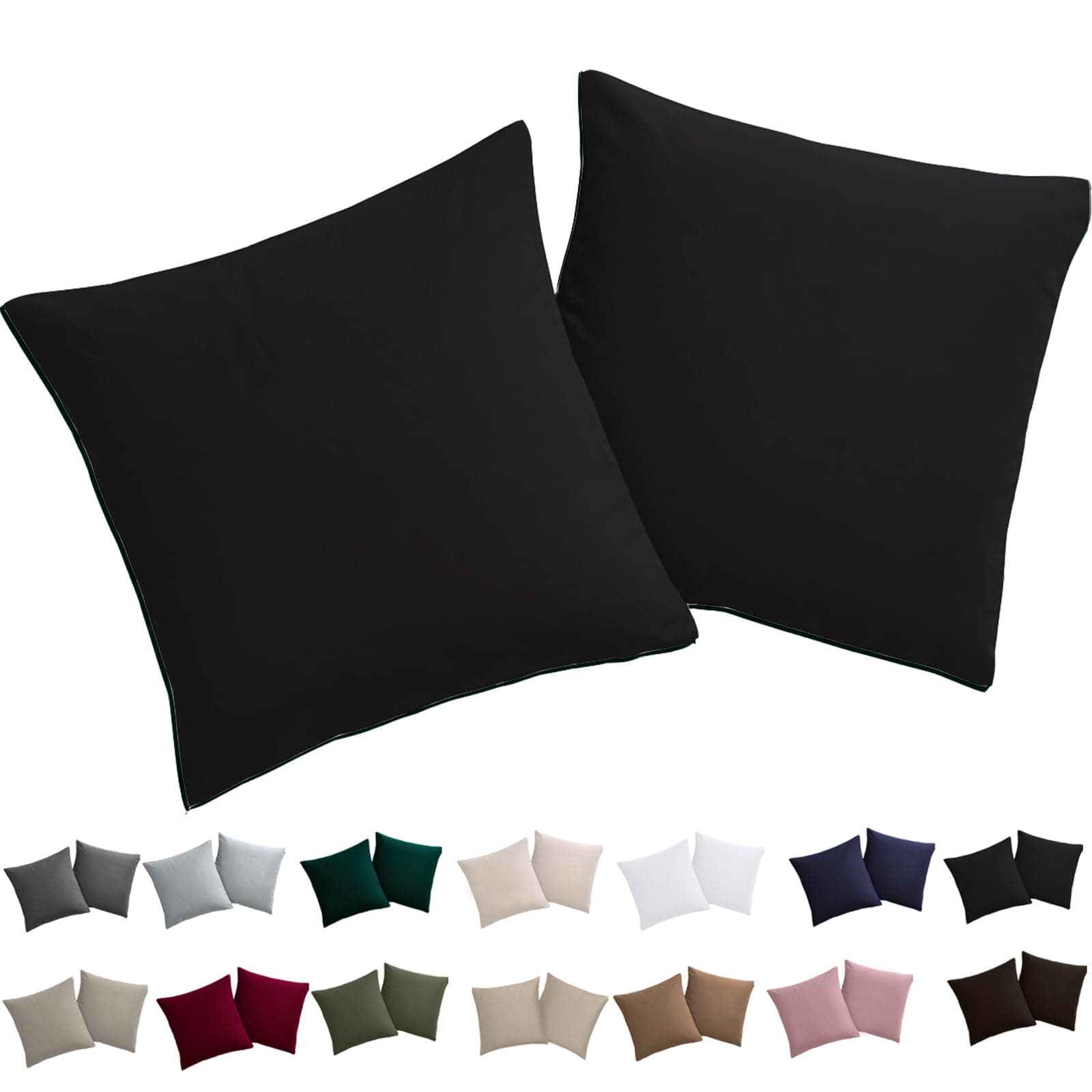 Soifox Kissenbezug 80x80 2er Set - Kopfkissenbezug 80 x 80 Schwarz 100% Mikrofaser bügelfrei & knitterfrei mit Reißverschluss 80 x 80 cm, 2 Stück Schwarz Angebot bei HelloDeals