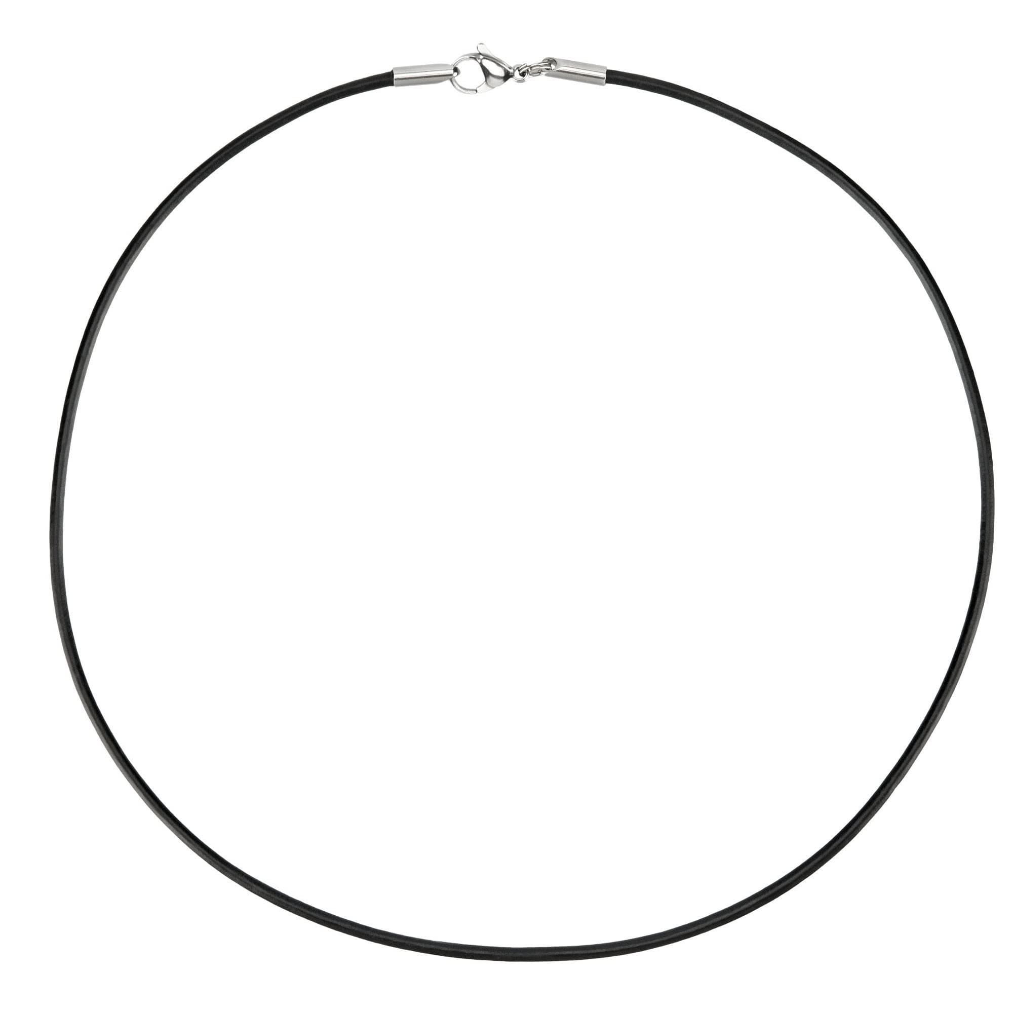 Auroris Echtleder Kette schwarz Dicke 2mm mit Karabinerverschluss ohne Verbindungsring aus Edelstahl 45.0 Zentimeter Angebot bei HelloDeals