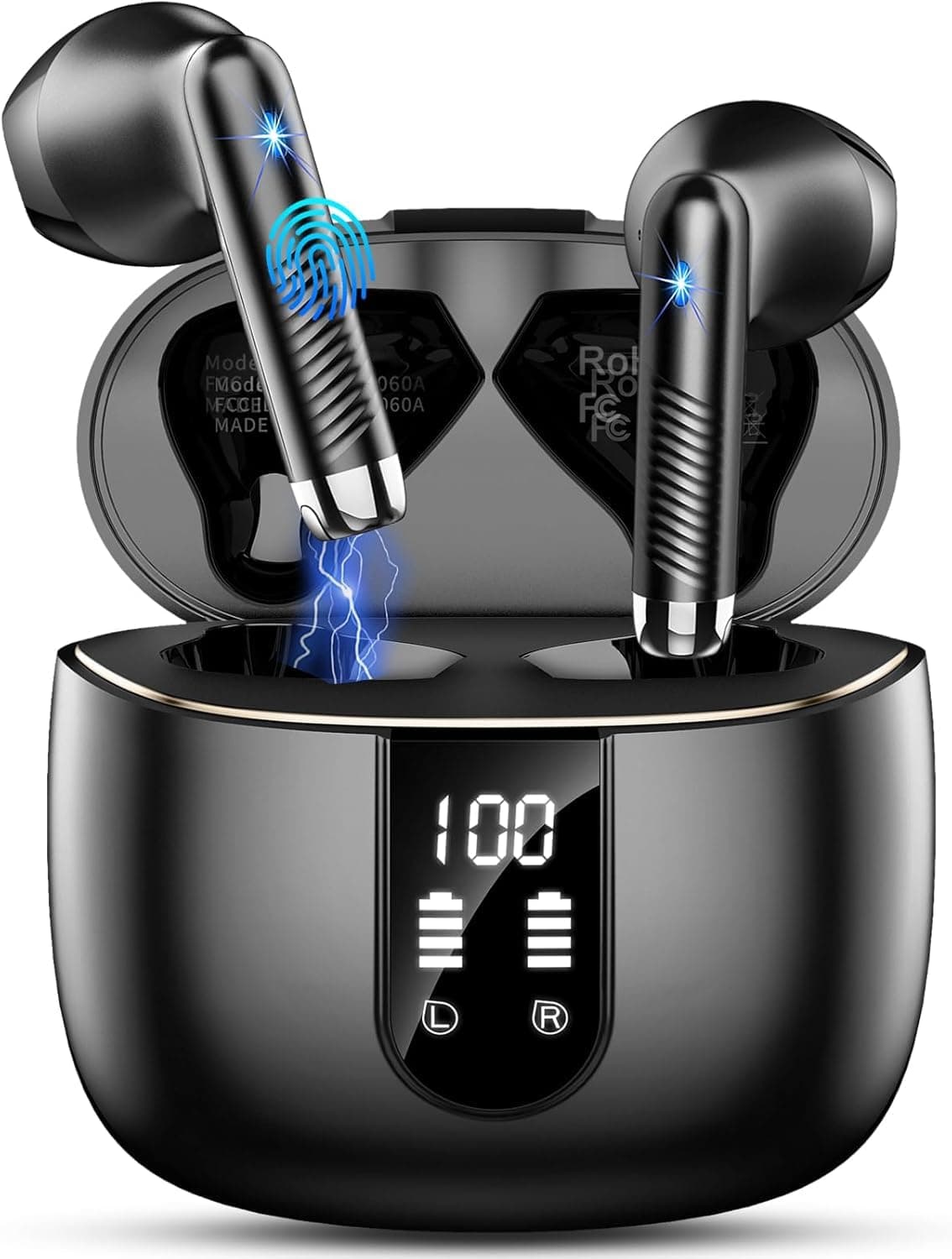 Kopfhörer Kabellos Bluetooth 5.4, 2026 Neu In-Ear Bluetooth Kopfhörer mit App EQ Steuerung, 6D Tiefer Bass/56H Kabellose Kopfhörer/6 ENC Noise Cancelling Ear Buds, IP7 Wasserdicht Ohrhörer Android iOS A-schwarz Angebot bei HelloDeals