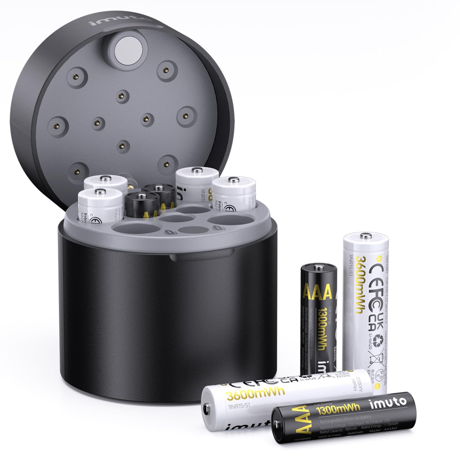 imuto 1.5V Wiederaufladbare Lithium Akku-Set (5X AA + 5X AAA) mit Smart Ladecase – 3600mWh/1300mWh Hochleistungsbatterien, 1600 Ladezyklen 6*AA3600mWh+AAA1300-mWh Angebot bei HelloDeals