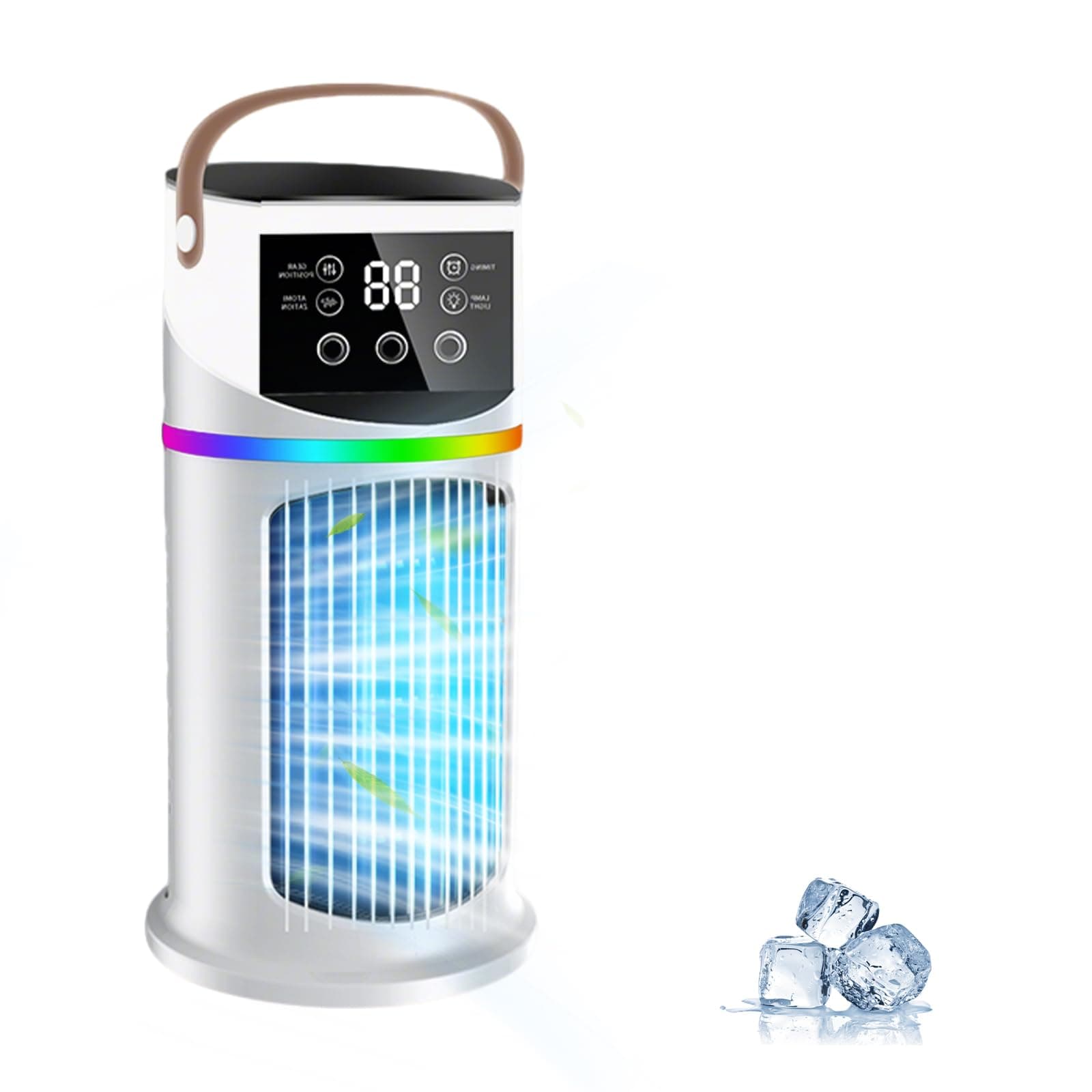Mini klimaanlage, Mobile Klimaanlage mit 9 Geschwindigkeiten & 8H Timer, 7 Farben Nachtlicht, 3-Loch-Sprühdüse, Klimaanlage mobil für Schlafzimmer Büro Schreibtisch Angebot bei HelloDeals