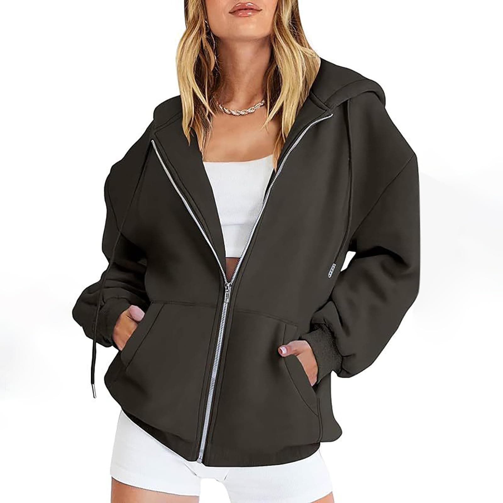 Sweatjacke Damen Kapuzenjacke Zipper Hoodie Oversized Pullover Mit Reißverschluss Casual Jacke Kapuzenpullover Langarm Sweatshirt Y2K Große Größen Übergangsjacke Sport Mantel Jacken Hoody Mit Kapuze A01 Schwarz M Angebot bei HelloDeals