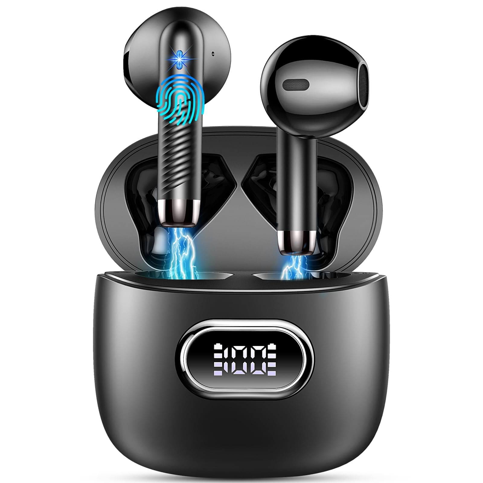Bluetooth Kopfhörer, In Ear Kopfhörer Kabellos Bluetooth 5.4, Tiefer Bass 6D-Stereo Ear Buds, 50 Std ENC Noise Cancelling Ohrhörer, EQ per App, USB-C, IPX7 Wasserdicht Sport Headphones iOS/Android Schwarz Pro Angebot bei HelloDeals