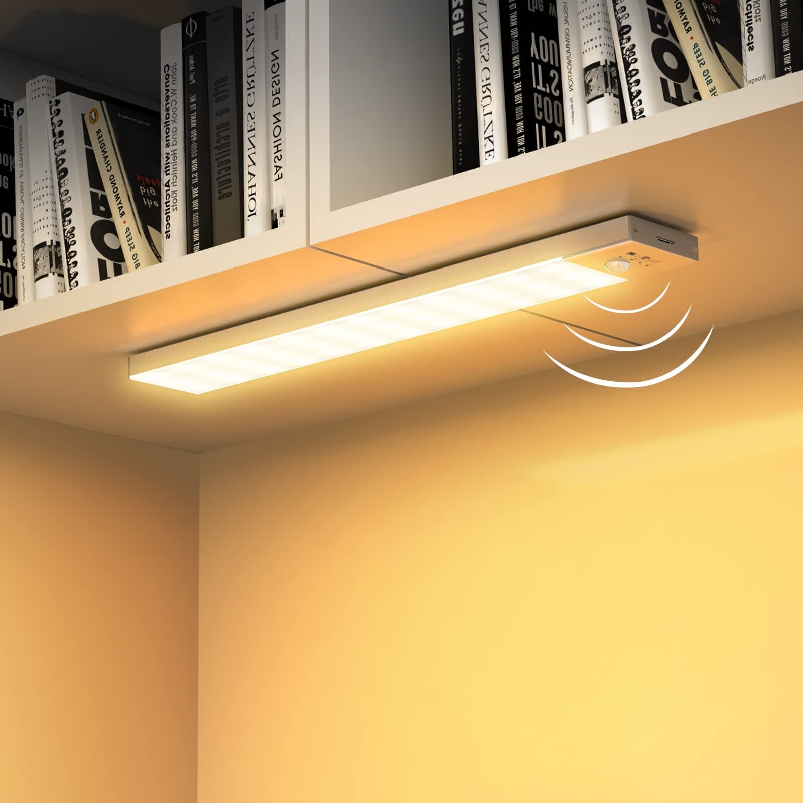 Unterbauleuchte Küche LED Schrankbeleuchtung 2Stück Warmweiß mit Bewegungsmelder Innen Akku,Schranklicht Schrankleuchten Lichtleiste USB mit Sensor für Kleiderschrank,Unterschrank,Treppe,Kofferraum,RV 23cm-2 Stück 3000k-warmweiß Angebot bei HelloDeals