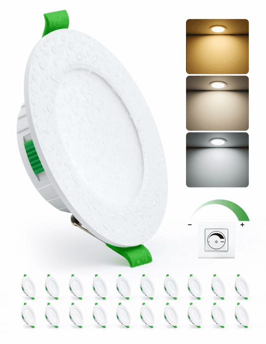 HOMEOW 20er Set LED Einbaustrahler 230V Dimmbar 68mm – 80mm Lochmaß, 5W LED Spots 230V Warmweiß Neutralweiß Kaltweiß, Einbauleuchten Deckenspots Einbau Ultra Flach IP44 für Bad 5W, 68-80mm Lochmaß, Dimmbar 20 Stück Set Angebot bei HelloDeals