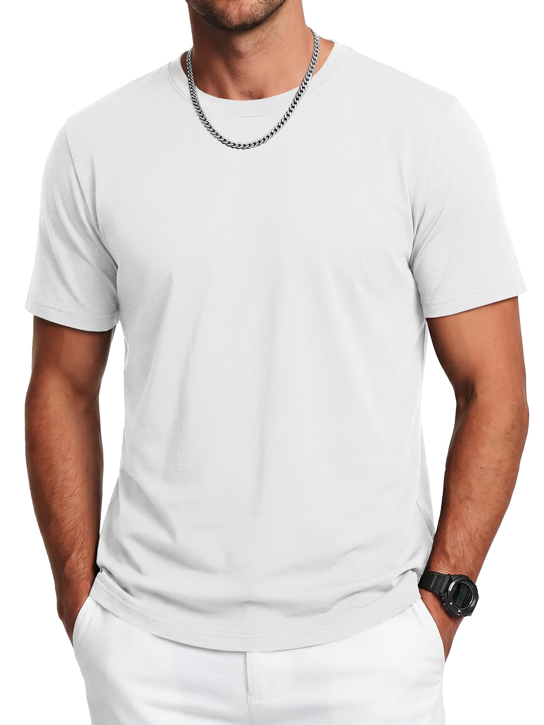 Cavva UV Shirt Herren Sommer Kurzarm T Shirt UPF50+ Rundhals Funktionsshirt Bambus Freizeit Atmungsaktiv Oberteil Weiß XL Angebot bei HelloDeals