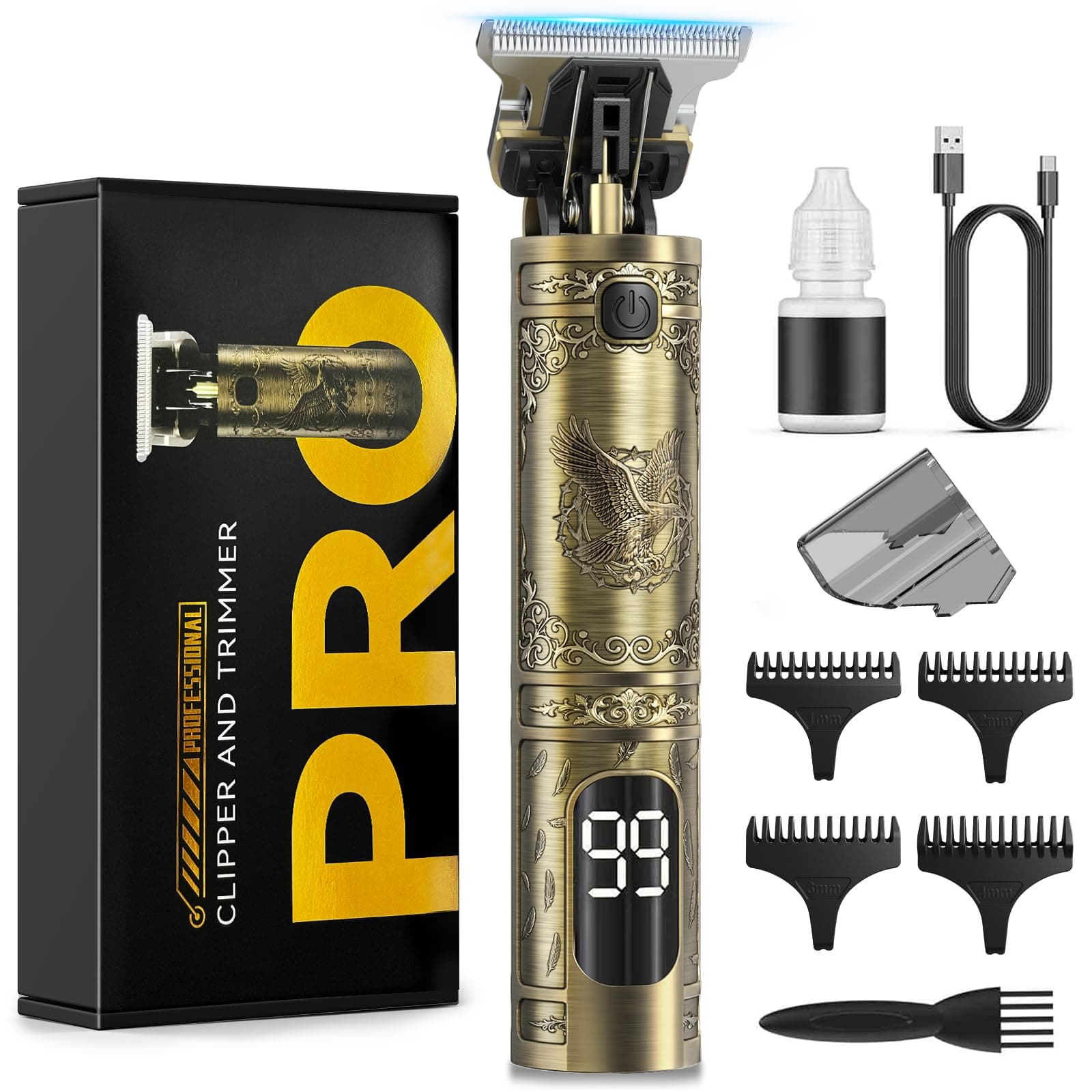 Haarschneidemaschine, Barttrimmer Herren Profi Set, Trimmer Herren mit LED Anzeige, Präzisions Haartrimmer Herren für Konturen, USB-C Wiederaufladbar, Elektrischer Haarschneider & Bartschneider Angebot bei HelloDeals