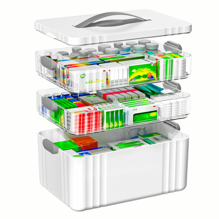 Medikamenten Aufbewahrung, 3 Stöckige Hausapotheke, Hausapotheke Box mit Tragegriff, Inkl. Portable Organizer, 34.1 * 22 * 24.5 cm Medikamentenbox Groß für Zuhause, Büro, Schule (Grau) 30,04 × 22,1 × 24,51 cm 3-Lagige Angebot bei HelloDeals