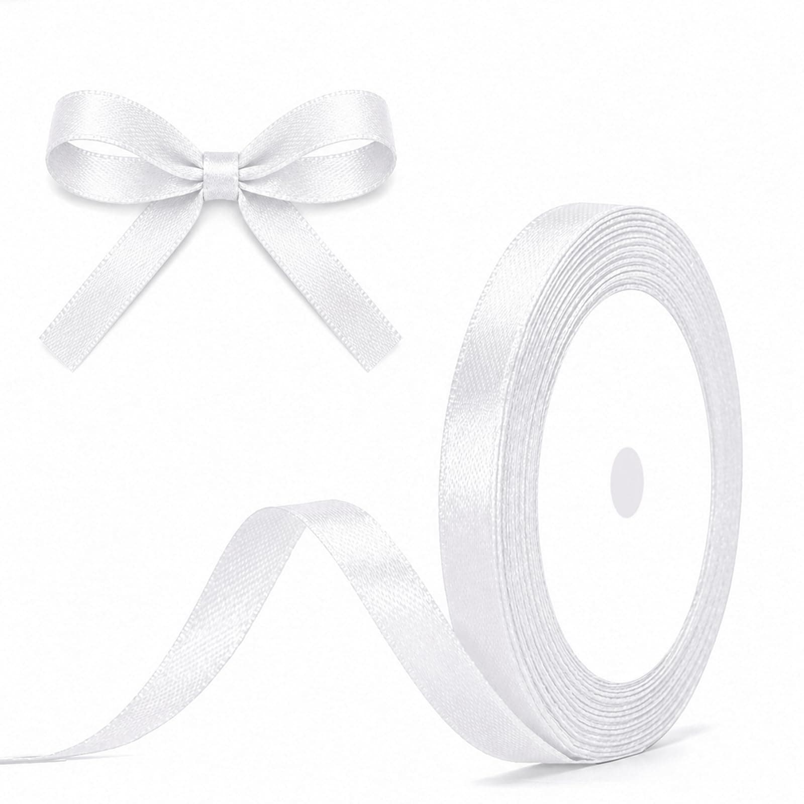 G2PLUS Weiß Satinband 10mm, Dekoration Geschenkband, 22m Schleifenband zum Bastel, Weiß Satin Dekoband für Geschenkverpackung, Dekoration 10mm x 22M Weiß Angebot bei HelloDeals