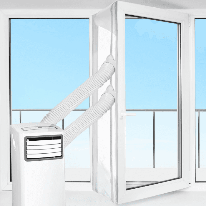 HOOMEE Tür- und Fensterabdichtung für mobile Klimageräte, Klimaanlagen, Wäschetrockner, Ablufttrockner, Air Stop zum Anbringen an Flügelfenster und Balkontüren, Fensterabdichtung Klimaanlage 600cm Angebot bei HelloDeals