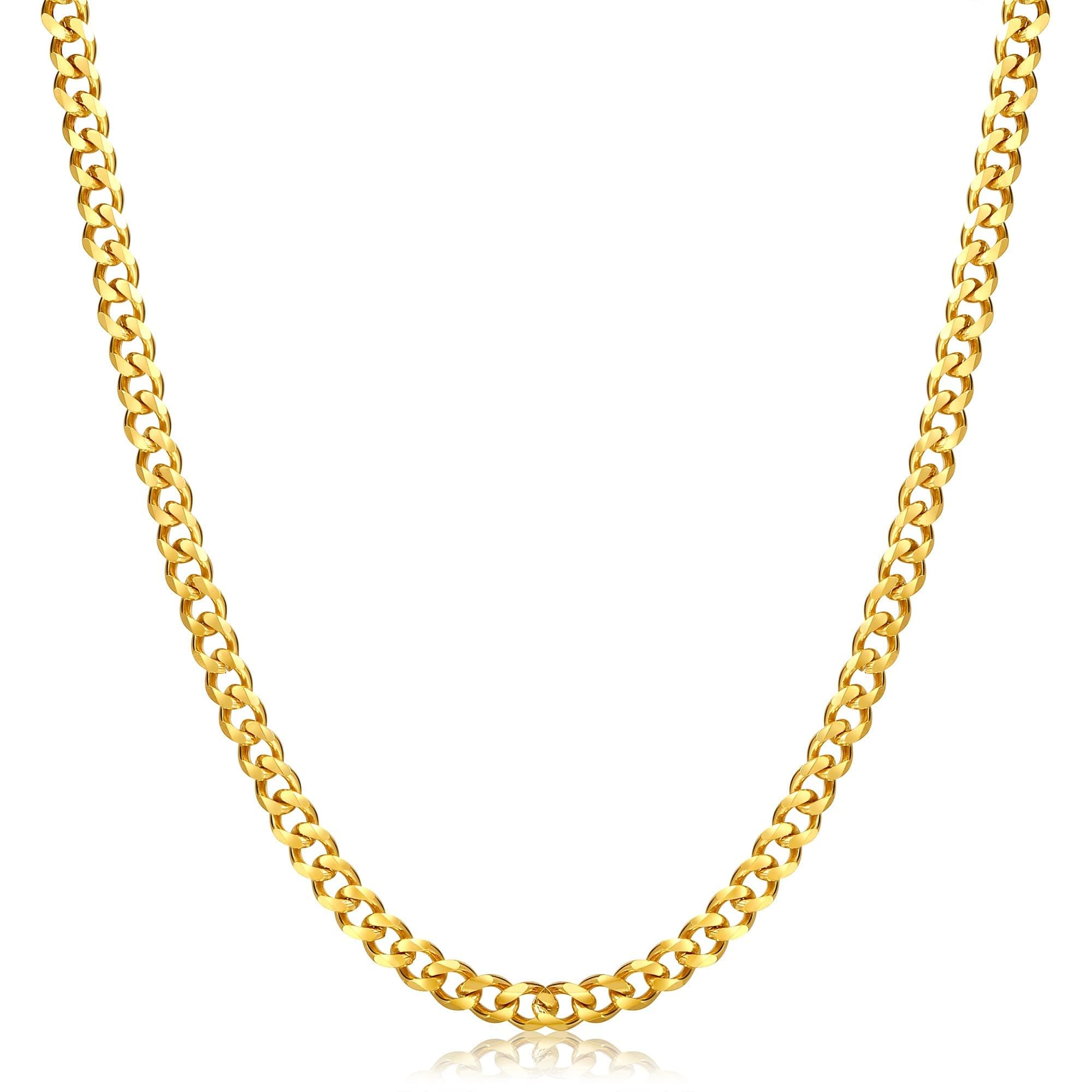 Halskette Herren Silber Gold Schwarz Edelstahl Kette Herren Damen Figorokette Panzerkette Kubanischekette für Männer Jungs 3/6mm Breit Wasserfest Schmuck Geschenk 51.0 Zentimeter A-6mm Gold Angebot bei HelloDeals