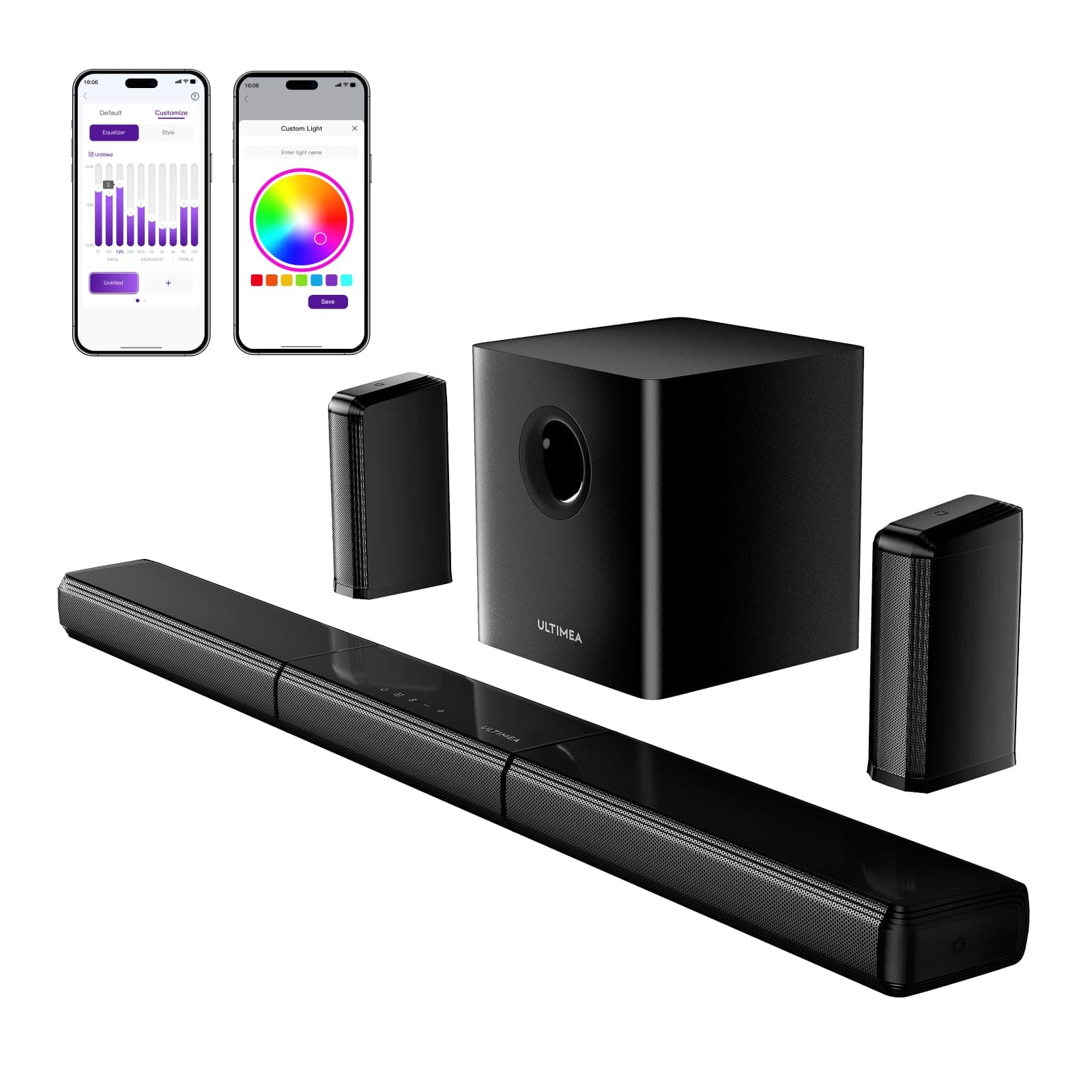 ULTIMEA 7.1 Virtual Surround Soundbar, Soundbar für TV Geräte mit 2 Surround Lautsprecher, Surround Sound System mit RGB Licht, 6.5" Subwoofer, App, HDMI/Opt/AUX/Bluetooth®, Apollo S70 Ultra Angebot bei HelloDeals