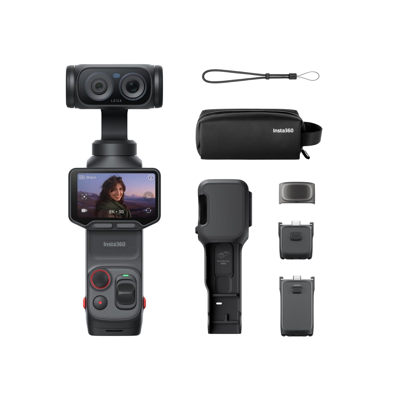 Insta360 Luna Ultra Ausdauer-Bundle – 8K Vlogging-Kamera mit Zwei Leica Objektiven, 12× Zoom, 1"-Sensor, Abnehmbarer 2"-Touchscreen, Dreifach-KI-Chip, kompakte Gimbal-Kamera für Vlogs und Fotografie Nachtschwarz Ausdauer-Bundle Angebot bei HelloDeals