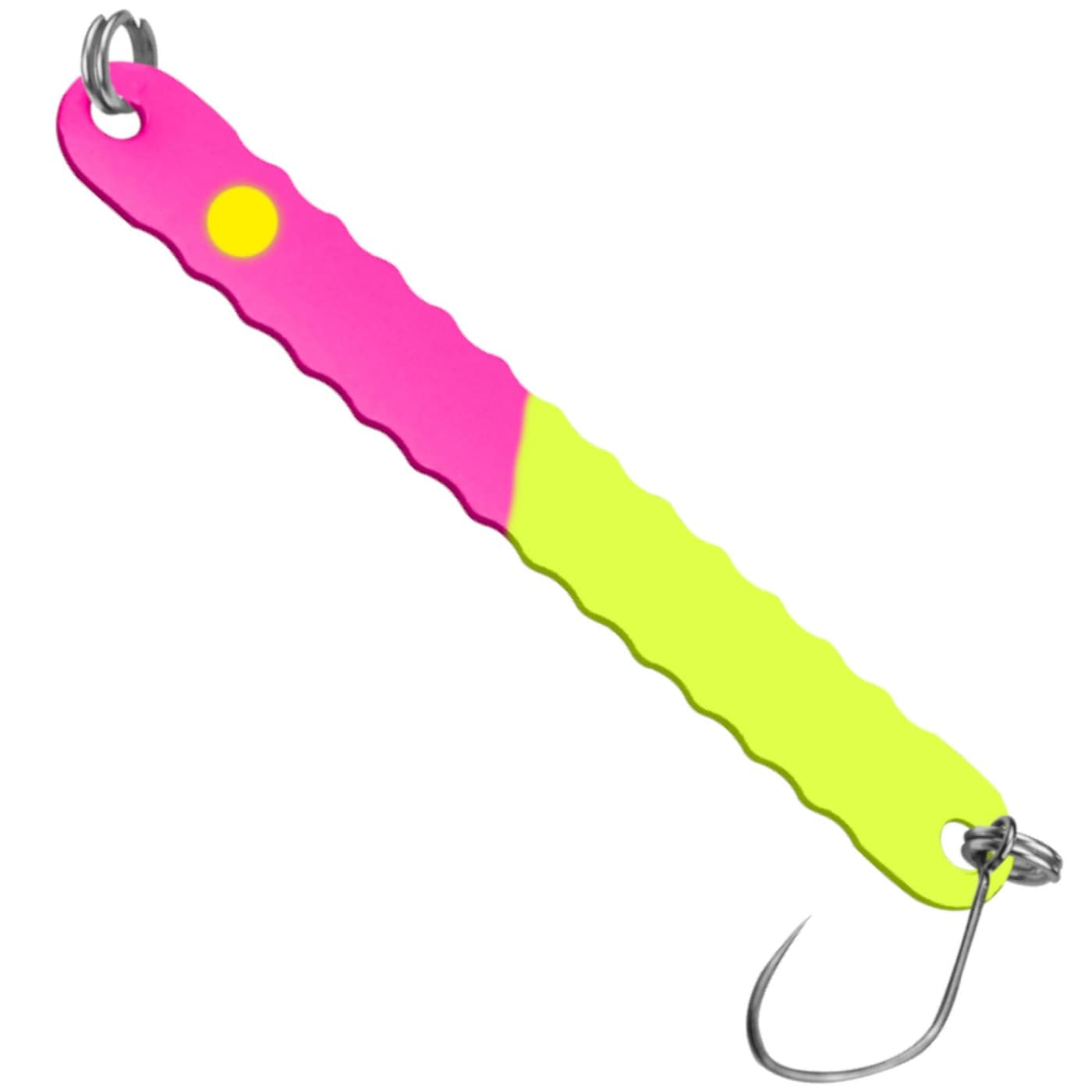 FTM Blinker zum Forellenangeln Spoon Curl Kong 3,5g 6,7cm neon pink/neon gelb Angebot bei HelloDeals