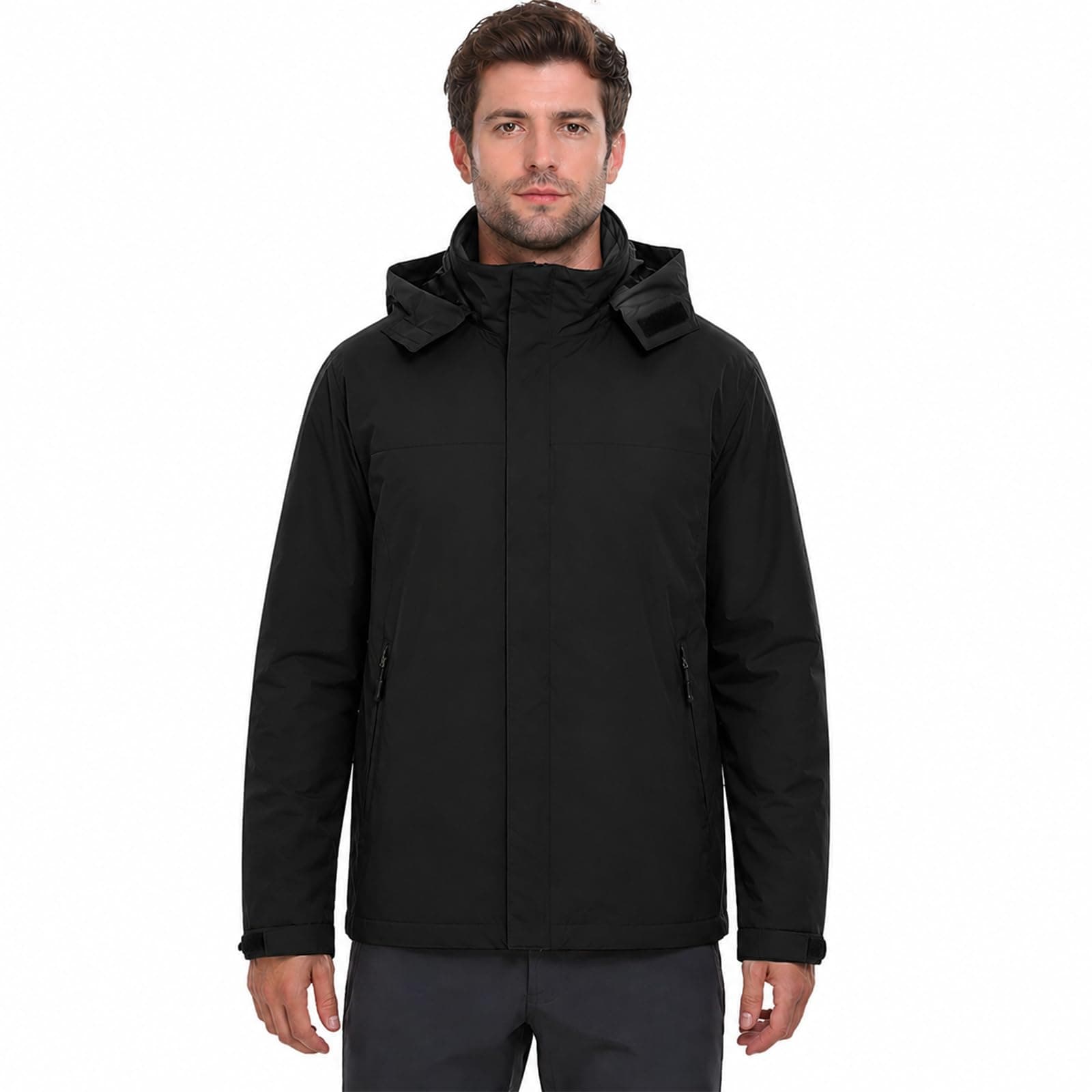 Regenjacke Herren Wasserdicht Atmungsaktiv Regenmantel Herren Wasserdicht Outdoorjacke Windbreaker mit Abnehmbarer Kapuze Leichte Regenjacke Herren für Wandern Reisen XL Schwarz Angebot bei HelloDeals