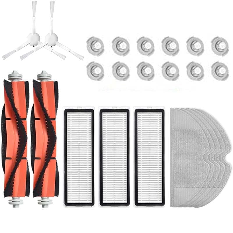 24-Piece Replacement Accessories Set for Xiaomi Mi Roborock 1/2/Mijia Vacuum Cleaner - 2 Main Brushes+3 HEPA Filters+2 Side Brushes+12 Water Tank Filters+5 Mops, Fits Roborock S6 MaxV/S6 Pure/S5/T7 Angebot bei HelloDeals