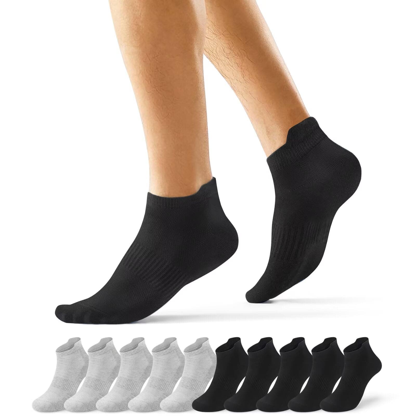 10 Paar Sneaker Socken Herren und Damen, Baumwolle Kurze Sportsocken, Laufsocken Anti Schweiß Atmungsaktive Socks 47-50 Grau*5+Schwarz*5 Angebot bei HelloDeals