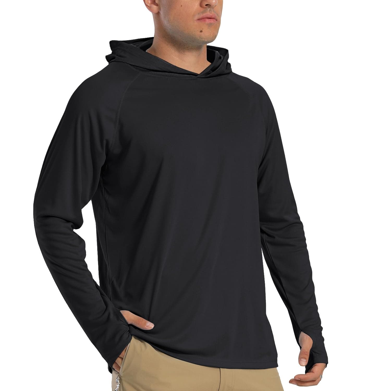TACVASEN Herren UV-Schutz Hoodie Kapuzenpullover UPF 50+ Langarm Shirt mit Daumenloch L Schwarz Angebot bei HelloDeals