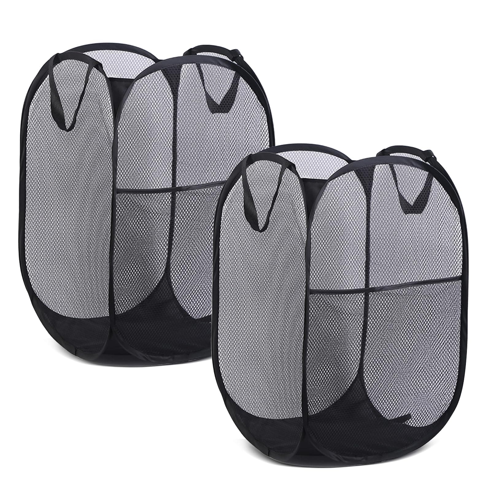 Pop-Up-Wäschekörbe, 2 Stück Faltbarer Laundry Basket Mesh, 75L Faltbarer Wäschekorb aus Mesh, Atmungsaktiver Wabennetz-Wäschekorb für Kinderzimmer College Dorm Camping und Reisen(Schwarz) Angebot bei HelloDeals