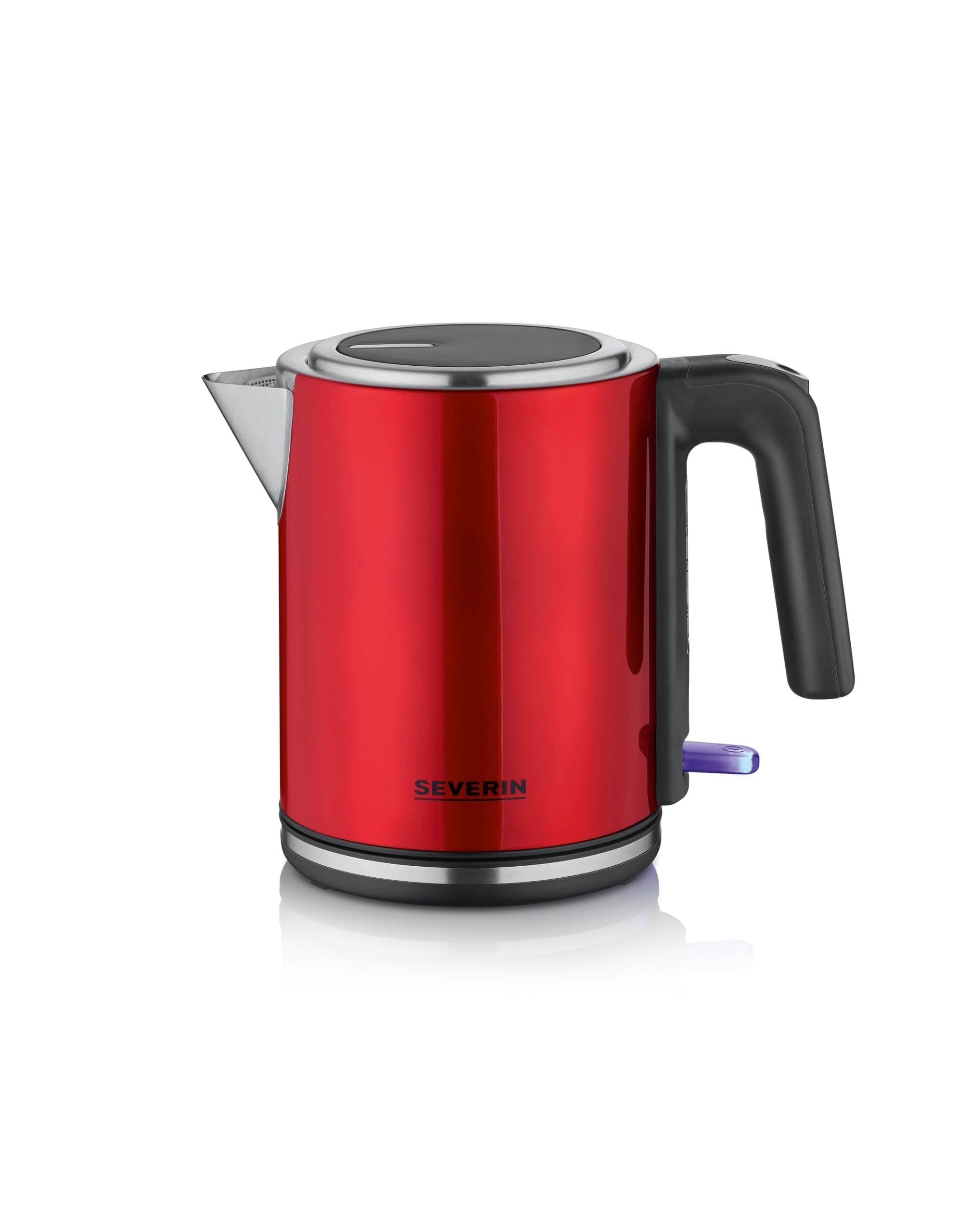 Severin elektrischer Wasserkocher 1L, Kalkfilter, Edelstahl, 2400W | XXL-Öffnung, einfache Nutzung, retro, leichte Reinigung, 1-Hand-Bedienung, Dampfstopp-Automatik, Kontrollleuchte, rot, 3427 1 Liter Rot Angebot bei HelloDeals