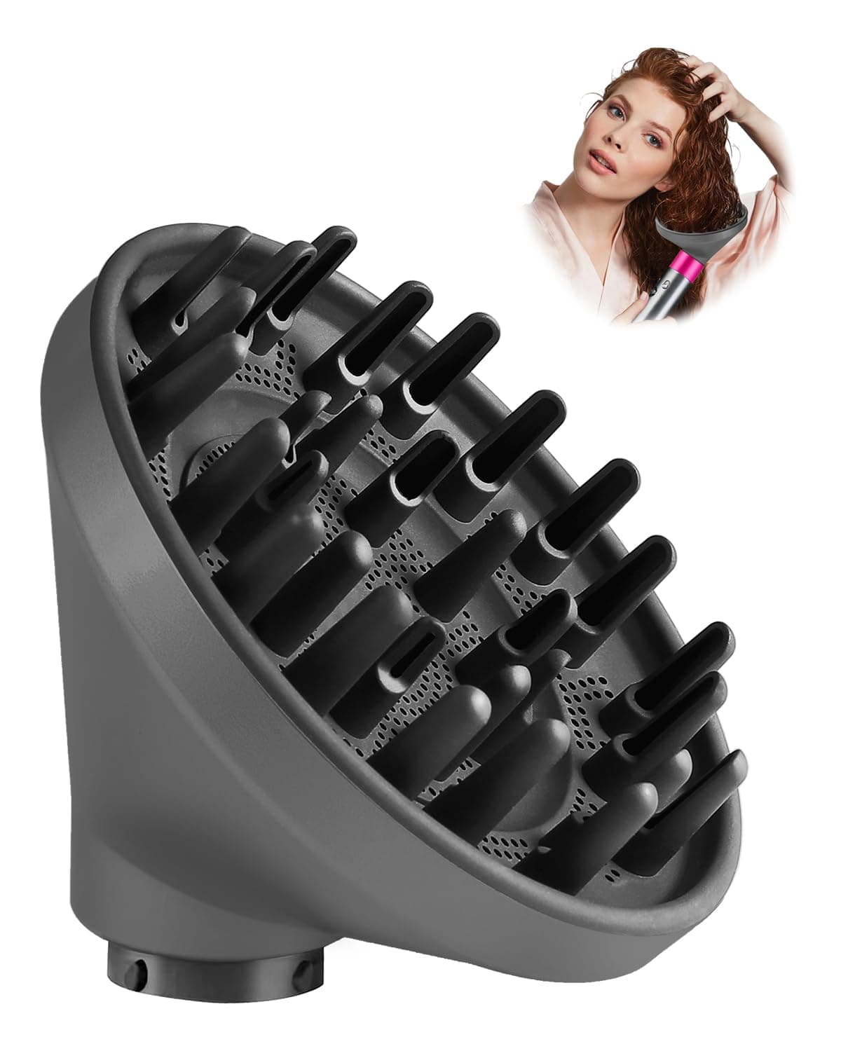 Diffusor-Aufsatz für Dyson Airwrap, Kompatibel mit HS01/HS05/HS08, verstärkt und definiert natürliche Wellen & Locken, Grau Angebot bei HelloDeals