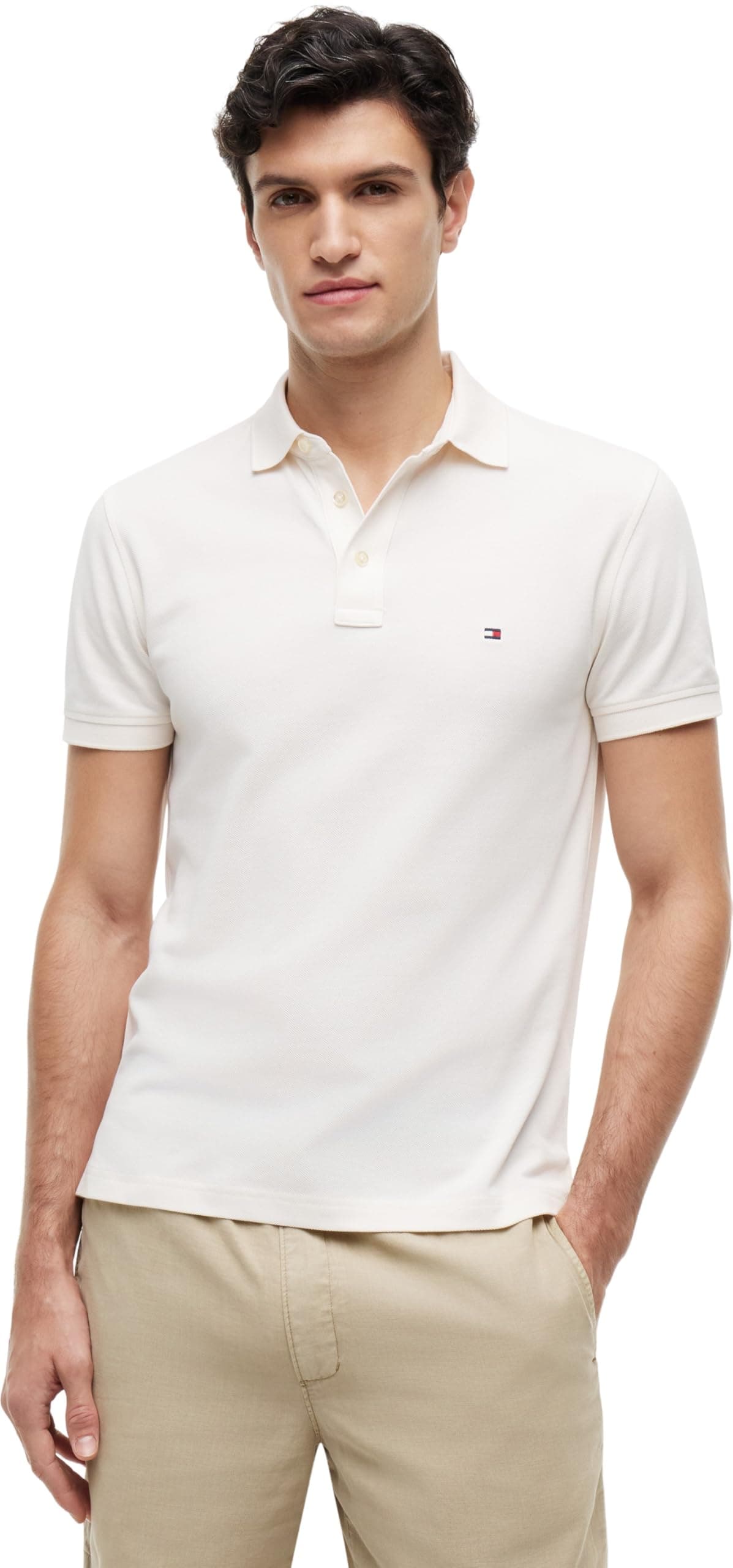 Tommy Hilfiger Herren Poloshirt Kurzarm 1985 Slim Slim Fit M Yellow (Ivory Petal) Angebot bei HelloDeals