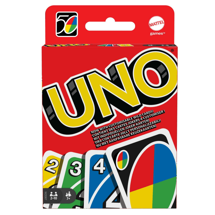 Mattel Games UNO Kartenspiel für die Famile, Perfekt als Kinderspiel, Reisespiel oder Spiel für Erwachsene, für 2-10 Spieler, ab 7 Jahren, W2087 Rot Original Angebot bei HelloDeals
