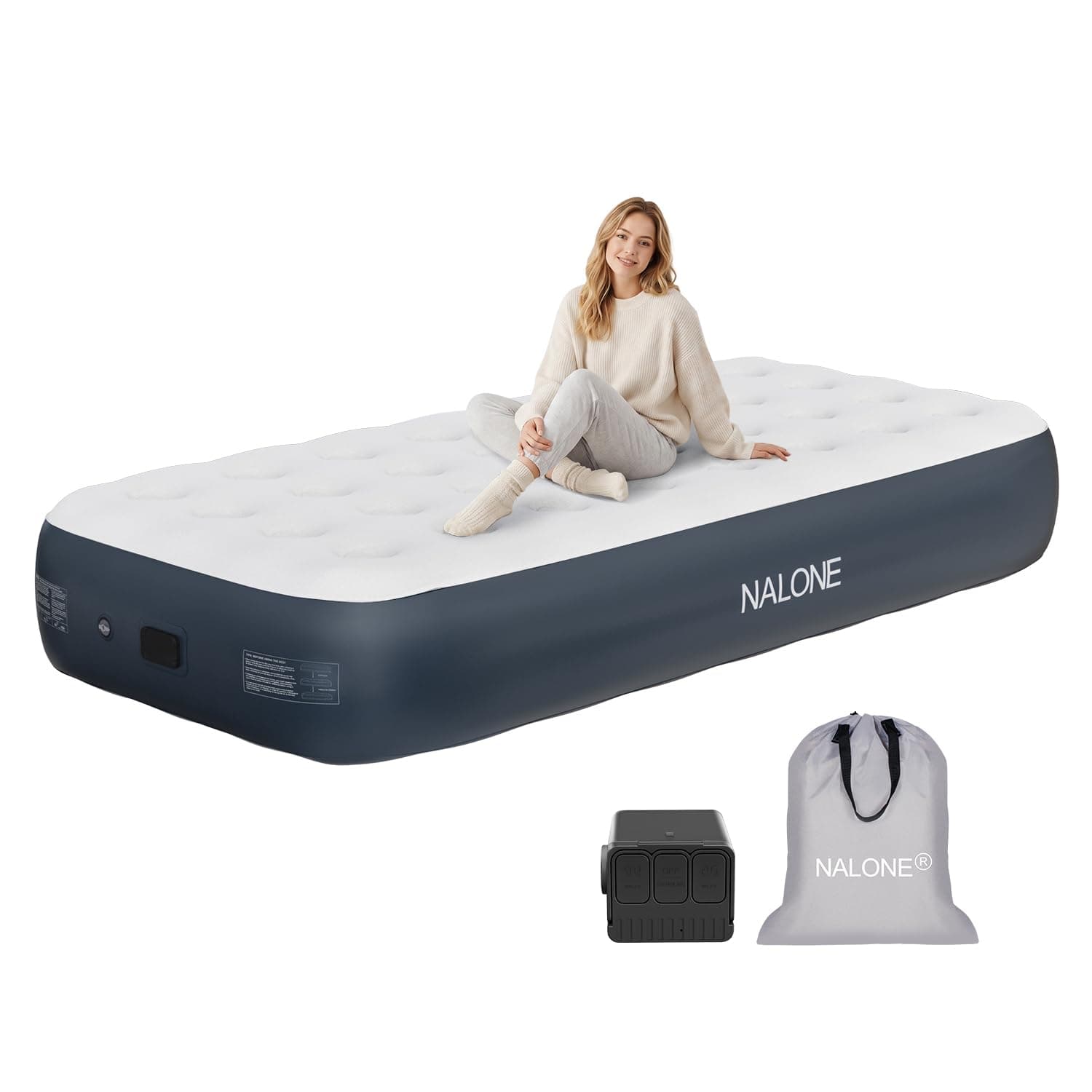 NALONE Luftmatratze 1 Personen, Luftmatratze selbstaufblasend mit integrierter Elektrischer Pumpe,191x99x33cm Luftbett Selbstaufblasend in 2 Minuten, Aufblasbare Matratze für Camping & Heimgebrauch Twin-Matratze Angebot bei HelloDeals