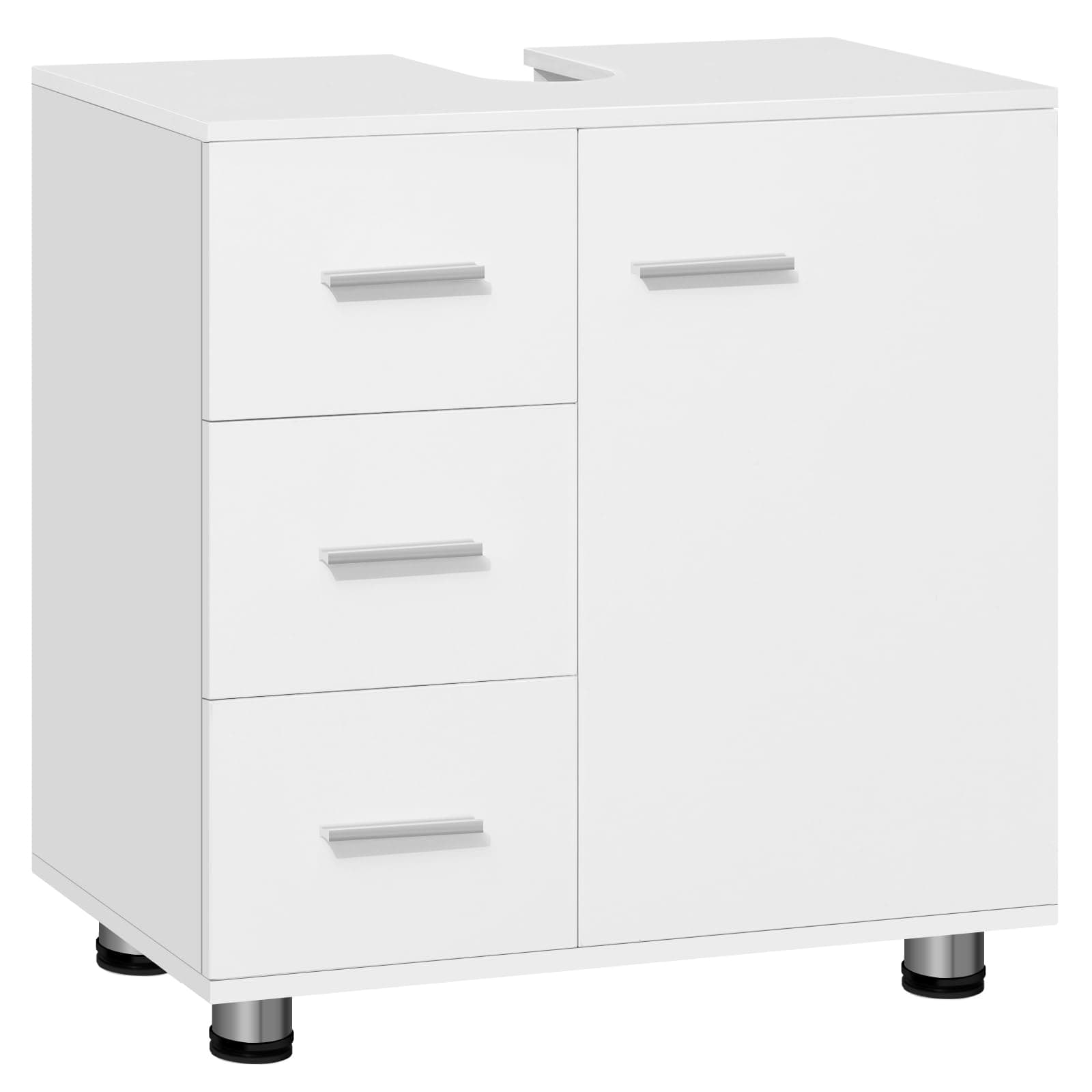 EUGAD Waschbeckenunterschrank, Badezimmerschrank mit 3 Schubladen, 2 Fächer hinter Tür, verstellbare Ablage, Badezimmer Unterschrank, Waschtischunterschrank weiß, 60x60x30 cm Weiß 60x30x60 cm Angebot bei HelloDeals