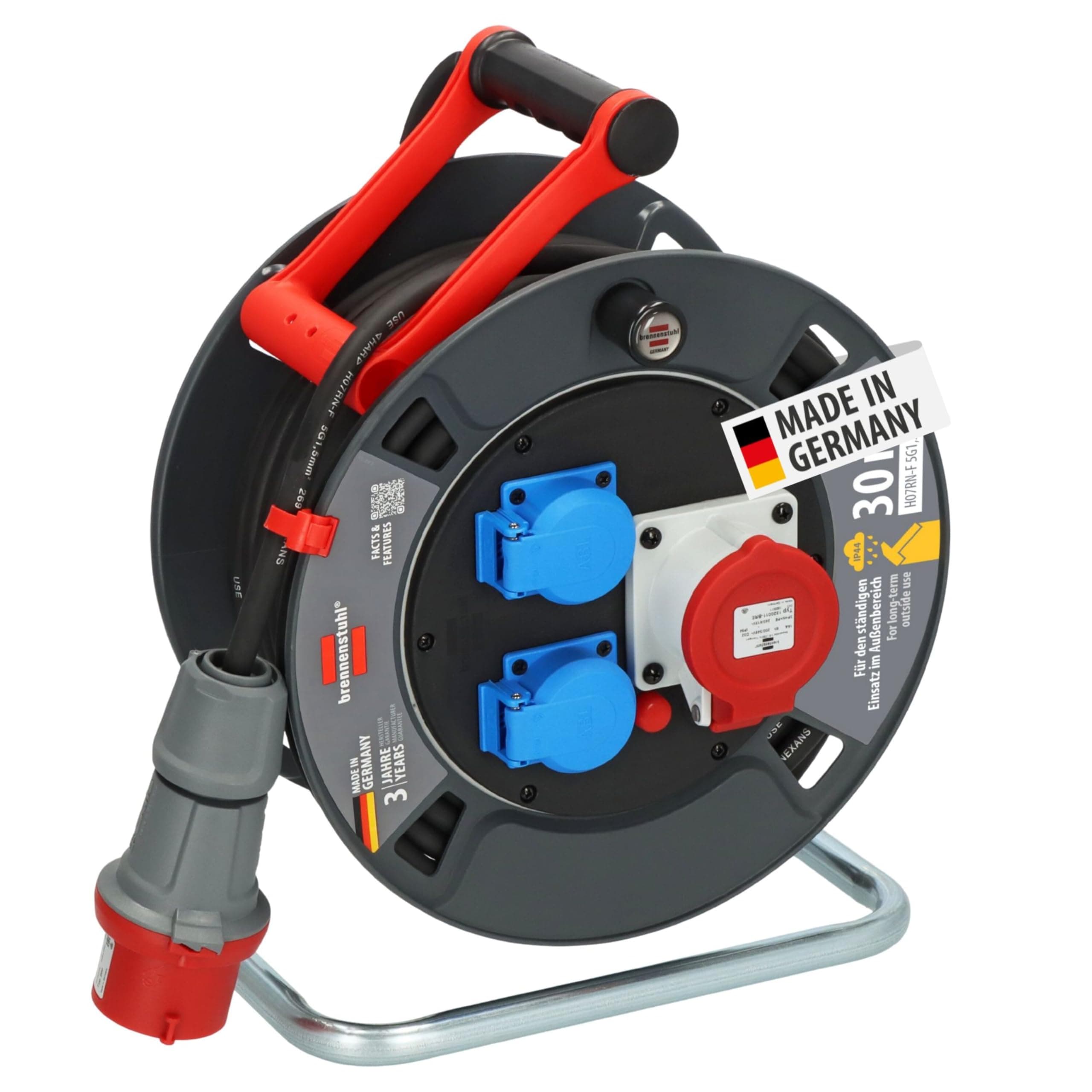 Brennenstuhl Garant CEE 1 V2 IP44 Kabeltrommel (CEE-Kabeltrommel mit 30m Kabel in schwarz, ständiger Einsatz im Außenbereich IP44, Made in Germany) Neue Version 30m Angebot bei HelloDeals