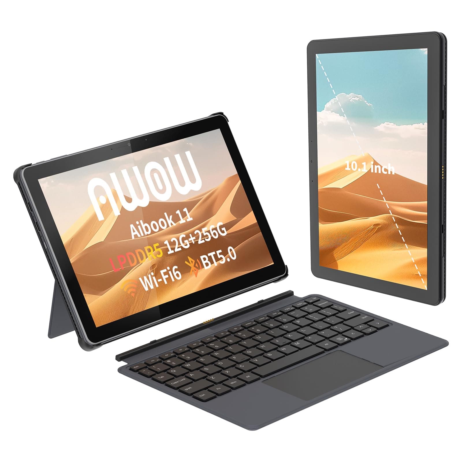 AWOW AIBOOK 11 10,1 Zoll 2-in-1 Tablet PC mit Deutsch-Tastatur – 12GB LPDDR5 RAM, 256GB PCIE3.0 SSD,Alder Lake N95, Touchscreen, Dual-Band WiFi, USB-C, HDMI, 8MP Kamera Angebot bei HelloDeals