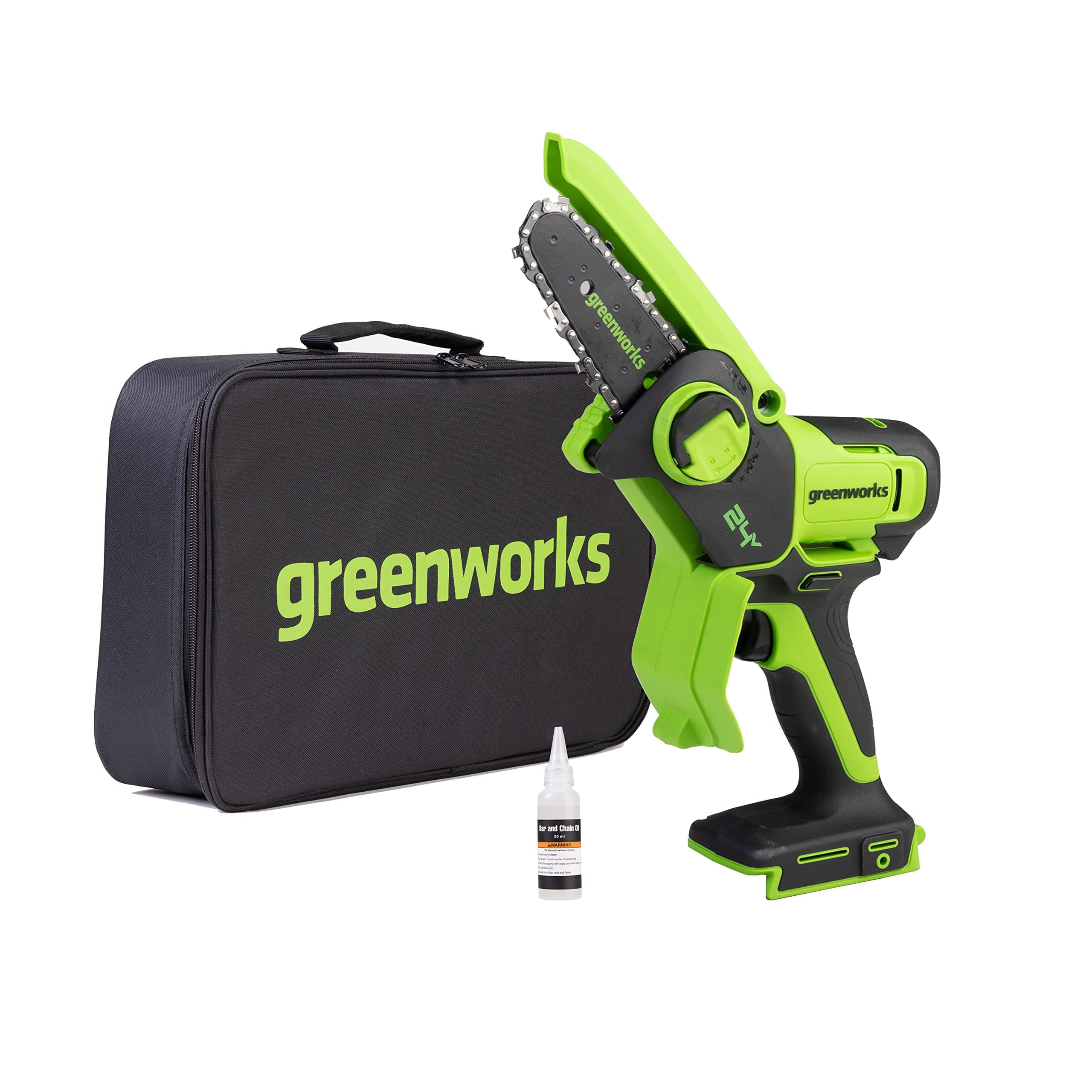 Greenworks 24V Mini-Kettensäge 4-Zoll (10 cm) kabellose Akku-Kettensäge ohne Akku und Ladegerät, 7,8 m/s Kettengeschwindigkeit Elektro-Kettensäge für Baumzweige, Gartenarbeiten, Hof und Haushalt. ohne Akku 10 cm Angebot bei HelloDeals