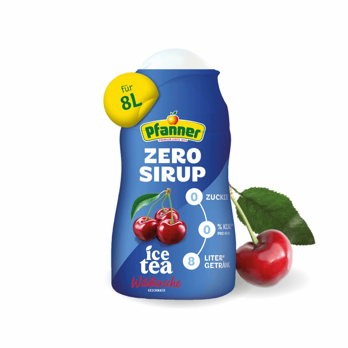 Pfanner Zero Sirup Ice Tea Wildkirsche (1 x 57 ml) – Zuckerfreier Getränkesirup für 8 L Eistee – kalorienfrei & ohne Zucker – Pfanner Eistee Geschmack Eistee Wildkirsche 57 ml (1er Pack) Angebot bei HelloDeals
