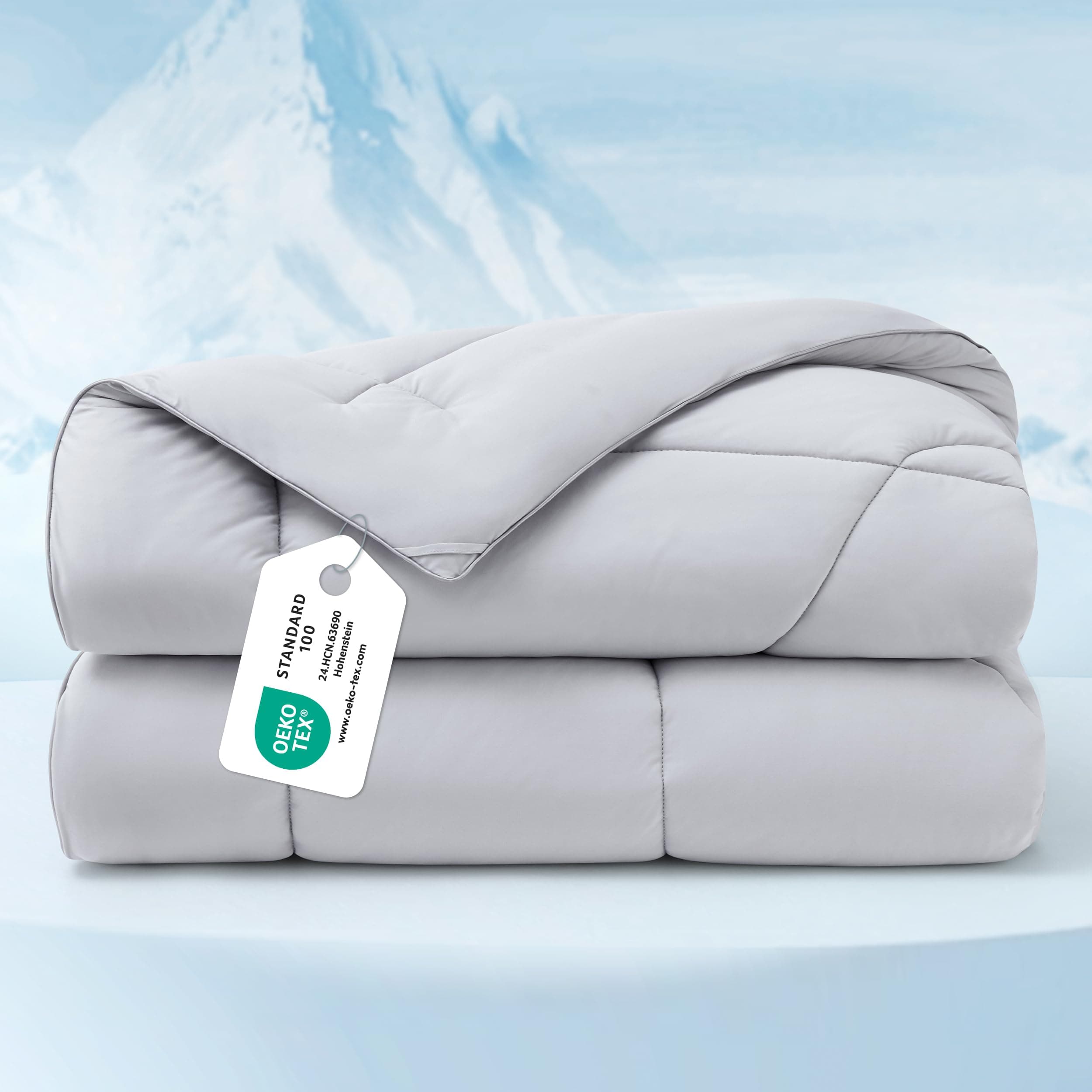 BEDSURE Kühldecke Doppelseitig Sommerdecke 260x240 - Kühlende Bettdecke Arc-Chill Q-Max > 0,4 Kühlende Decke, Leichte & Dünne Sommer Cooling Blanket für Nachtschweiß & Warme Schläfer, Grau Grau 260x240 cm Angebot bei HelloDeals