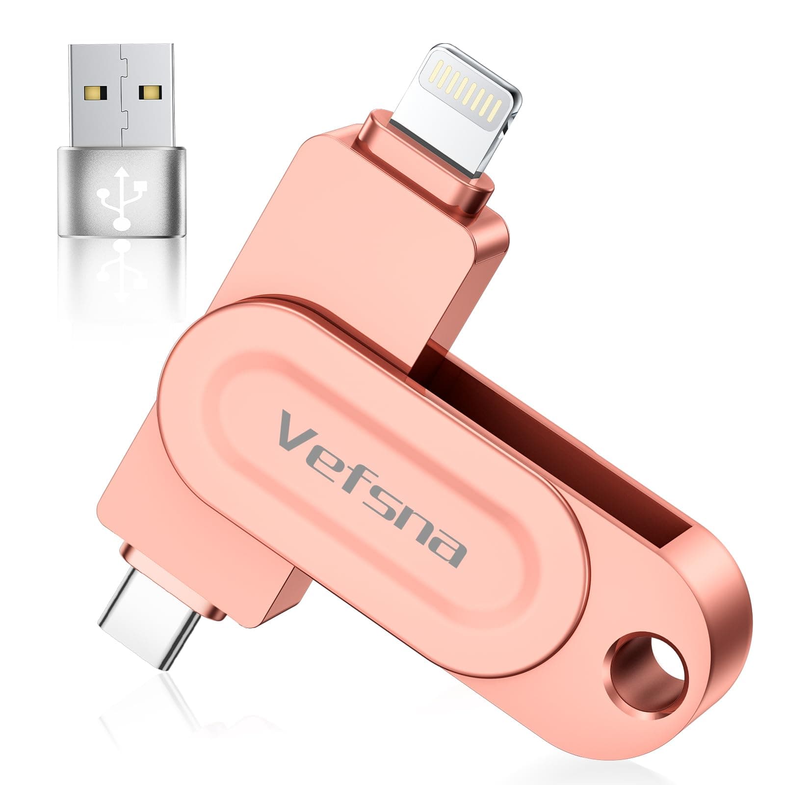 (Ohne APP) Vefsna MFi Zertifizierter USB Stick 512G für iPhone, 3 in 1 iPhone Fotostick, Speicherstick USB- Flash-Laufwerk, Externer Speichererweiterung,USB C Stick für iPhone/iPad/Android/PC/Mac 512GB Rosa Angebot bei HelloDeals