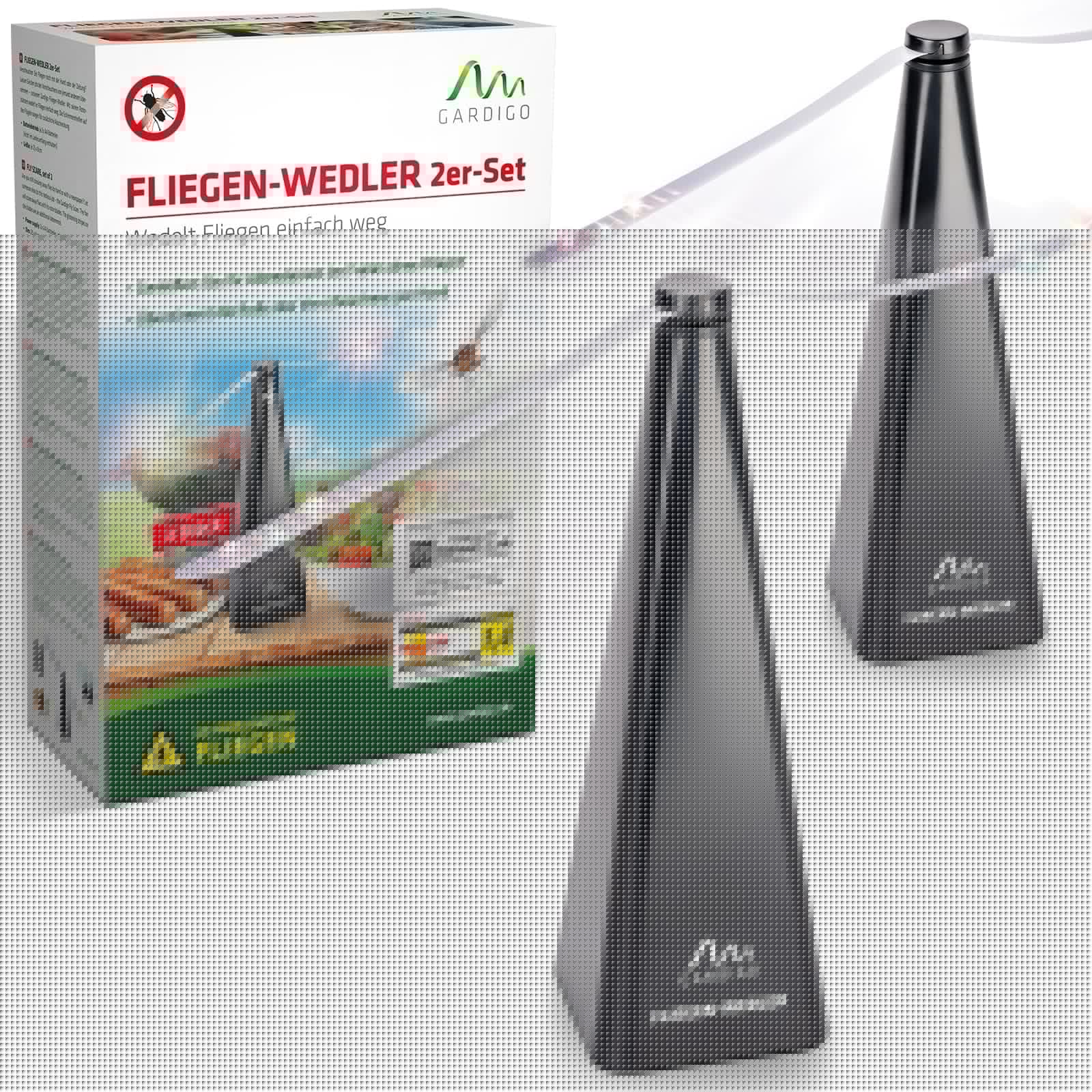 GARDIGO® Fliegenwedler - 2er Set | Fliegenabwehr für den Tisch, Terrasse und Restaurant | Insektenschutz, Insekten Vertreiber | Fliegenventilator zum Fliegen verscheuchen | Fliegenvertreiber Angebot bei HelloDeals