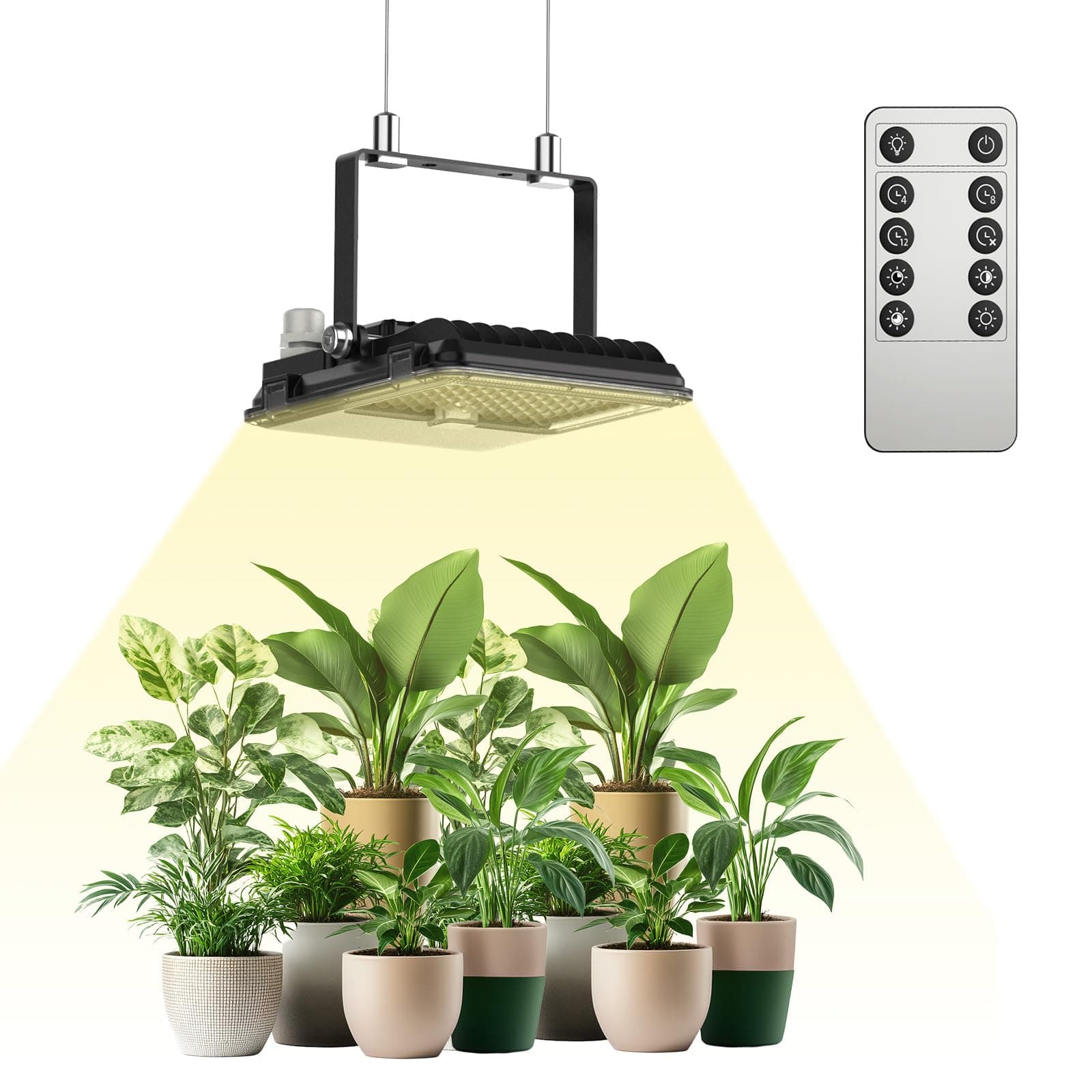 SANSI 45W Pflanzenlampe LED Vollspektrum für Zimmerpflanzen, 340W Äquivalent LED Grow Lampe mit 4/8/12H Timer, 4 Helligkeits Dimmbar, 3000K 5000K 660nm 730nm Pflanzenlicht mit hohe PPF 80μmol/s Angebot bei HelloDeals