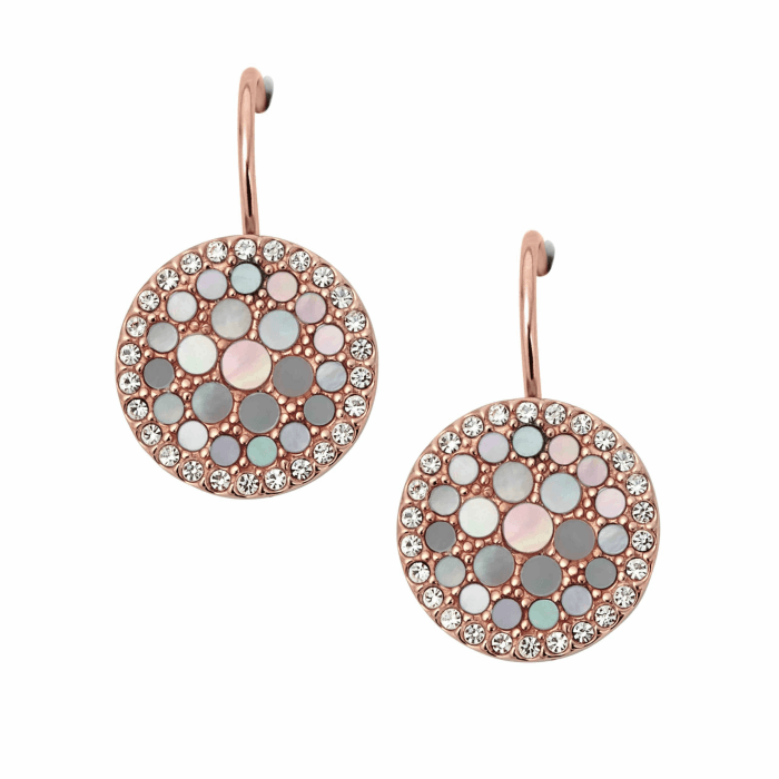 Fossil Damen Ohrringe aus Edelstahl mit Hakenverschluss, Hellgrün Angebot bei HelloDeals