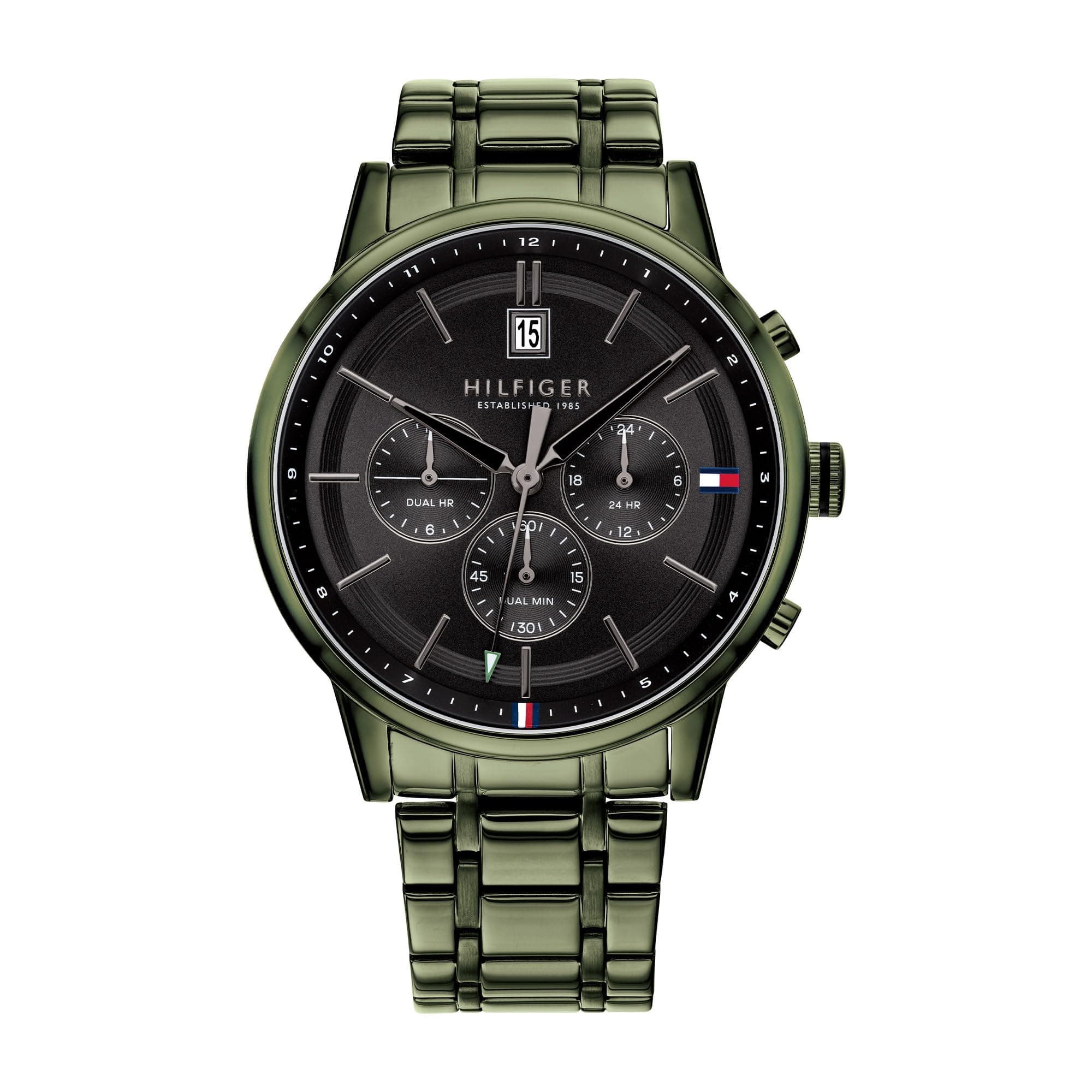 Tommy Hilfiger Multi Zifferblatt Quarz Uhr für Herren mit Edelstahl- oder Lederarmband Green Angebot bei HelloDeals