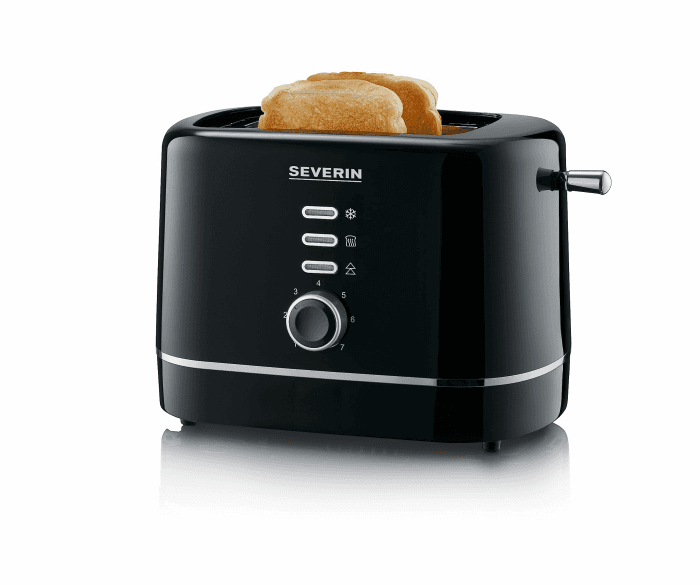 SEVERIN Automatik-Toaster, kleiner Toaster für 2 Scheiben, hochwertig , zum Toasten, Auftauen und Erwärmen, 850 W, schwarz, AT 4321 Angebot bei HelloDeals